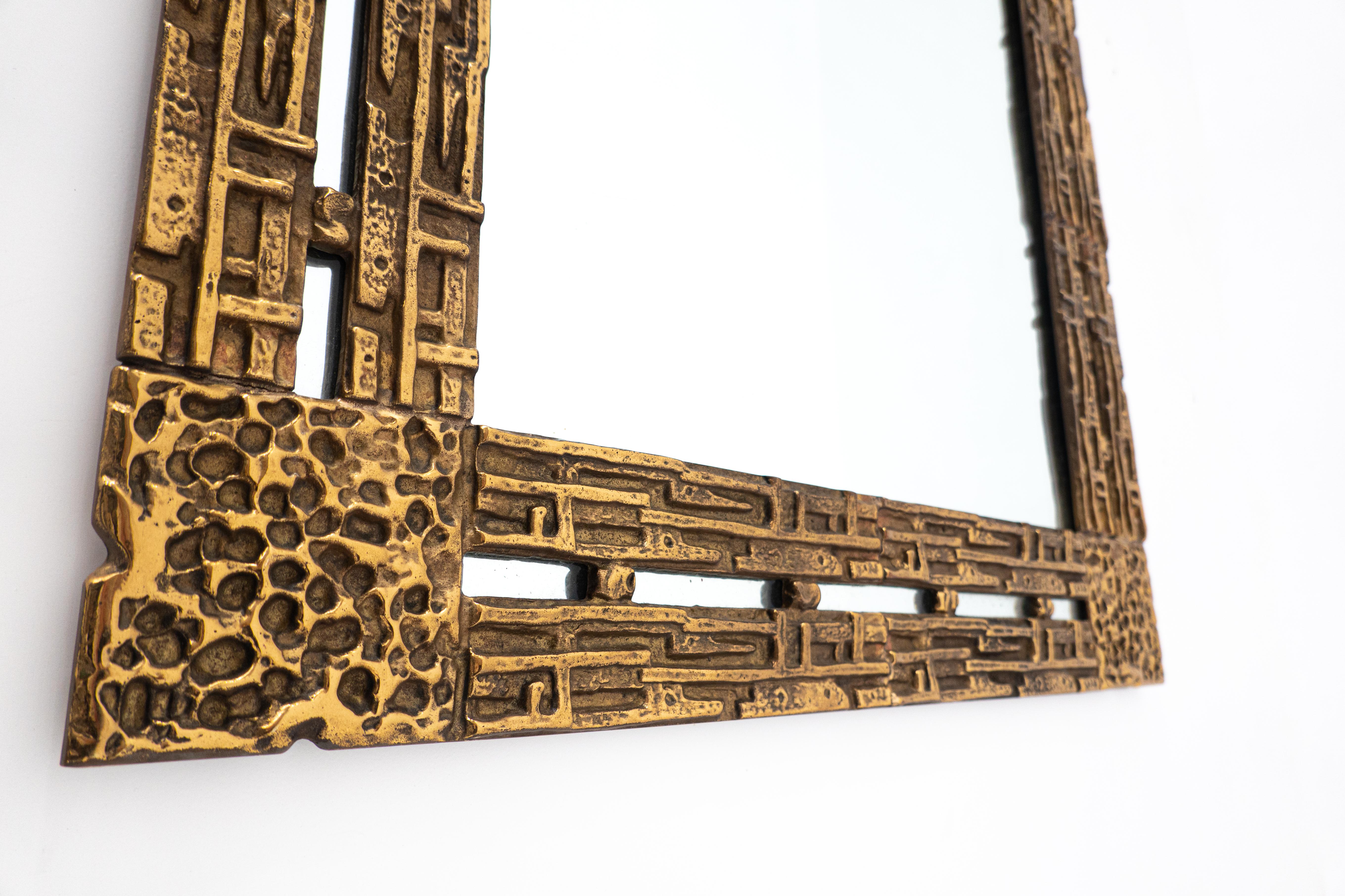 Mid-Century Brass Mirror by Luciano Frigerio, Italy 1970s For Sale 1