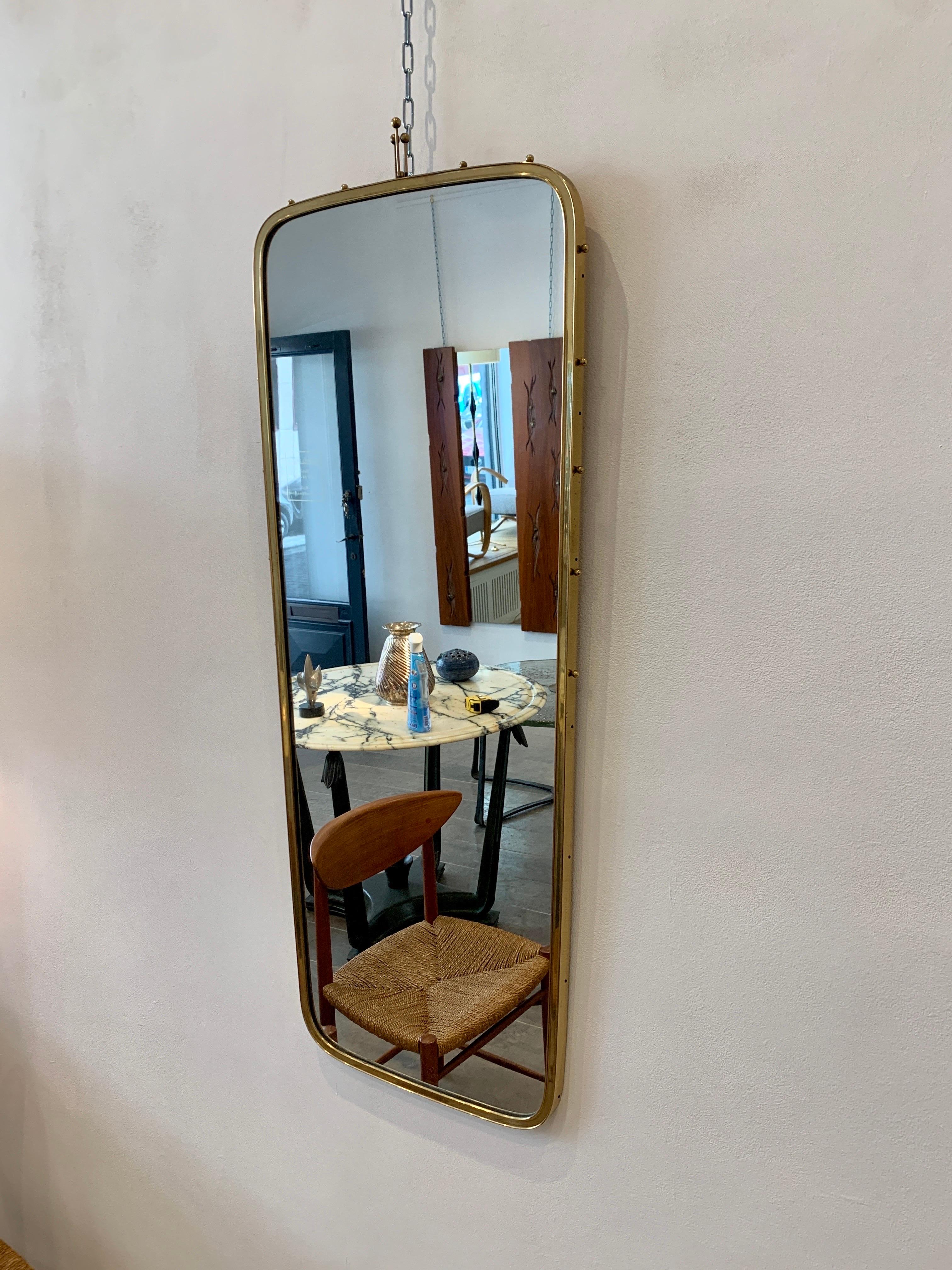 Mid-Century Modern Mid Century Brass Mirror, Germany, 1950s