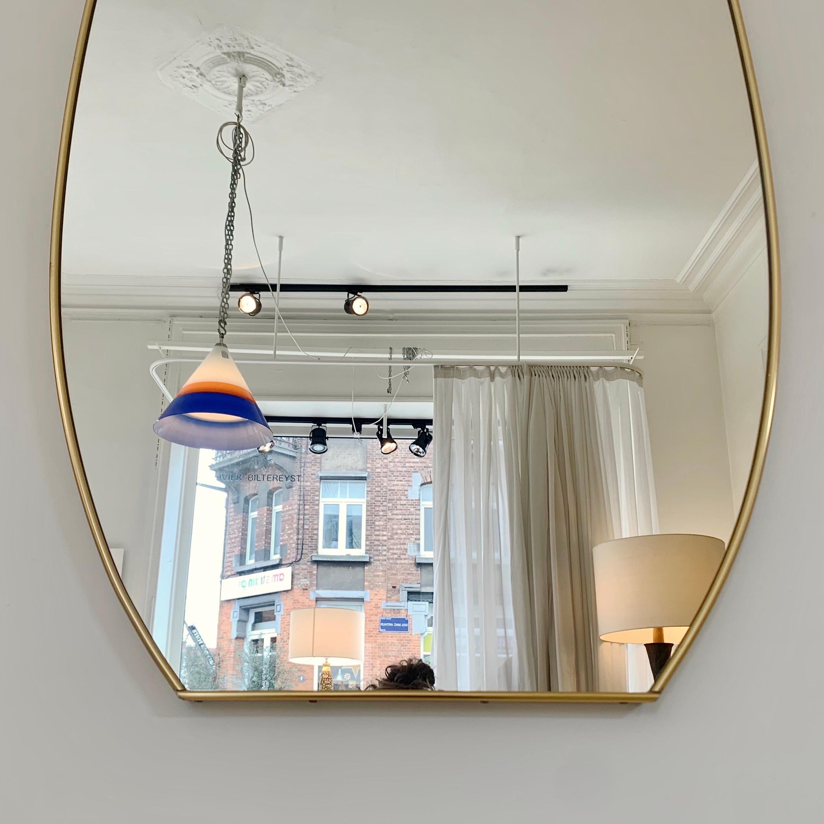 Mid-Century Brass Mirror, Italy circa 1950. In Good Condition For Sale In Brussels, BE