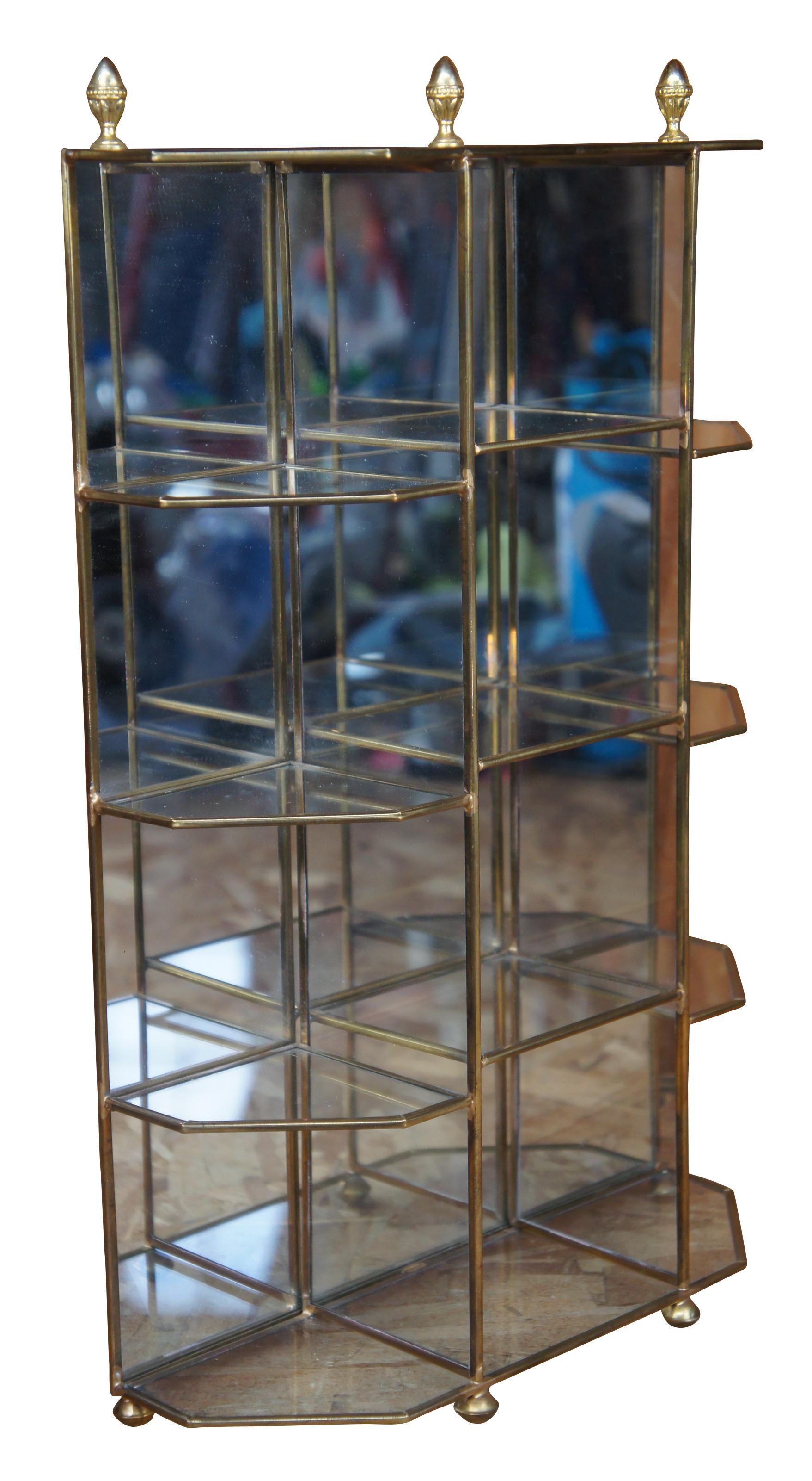 Mid-Century Modern Mid Century Brass Mirrored Table Top Étagère Curio Shelf Tiered Display