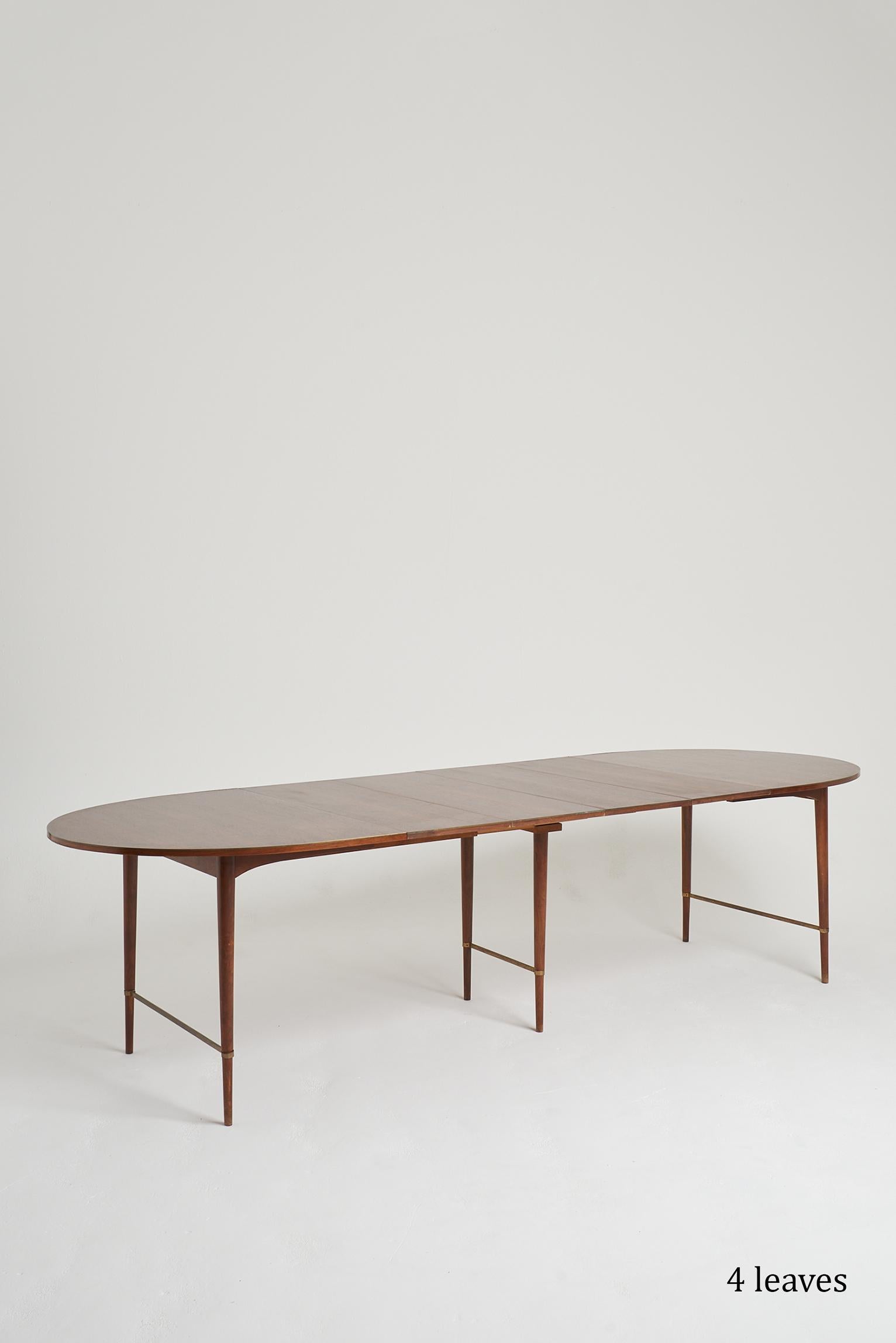 Mid-Century Brass Mounted Mahogany Extending Dining Table by Paul McCobb 4