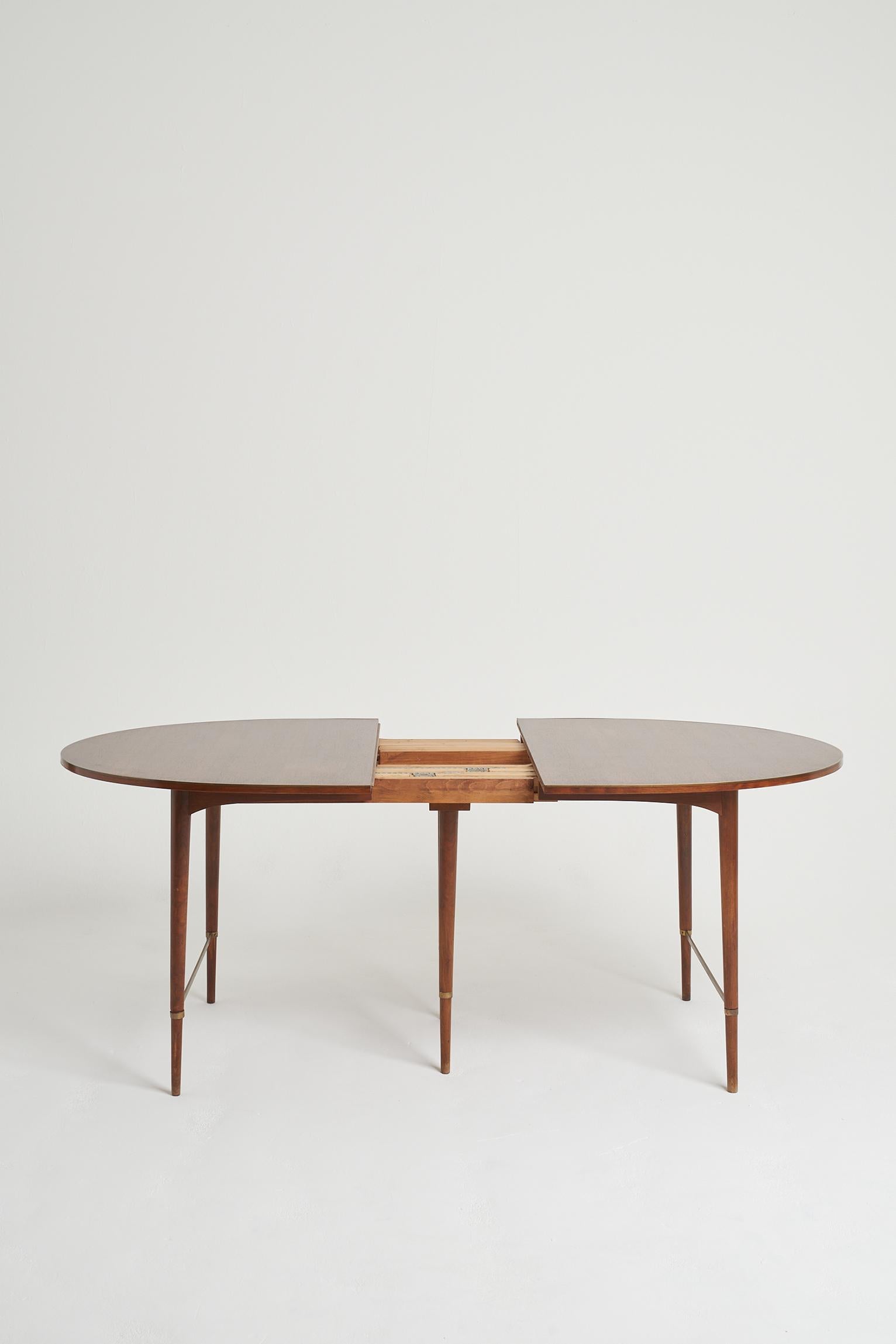 Mid-Century Modern Mid-Century Brass Mounted Mahogany Extending Dining Table by Paul McCobb