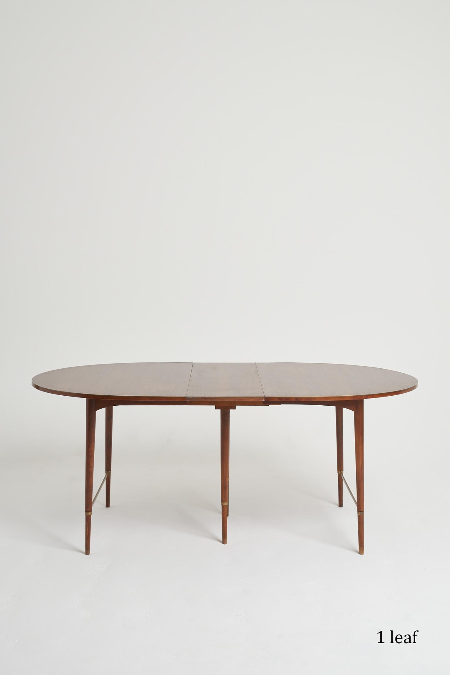 French Mid-Century Brass Mounted Mahogany Extending Dining Table by Paul McCobb
