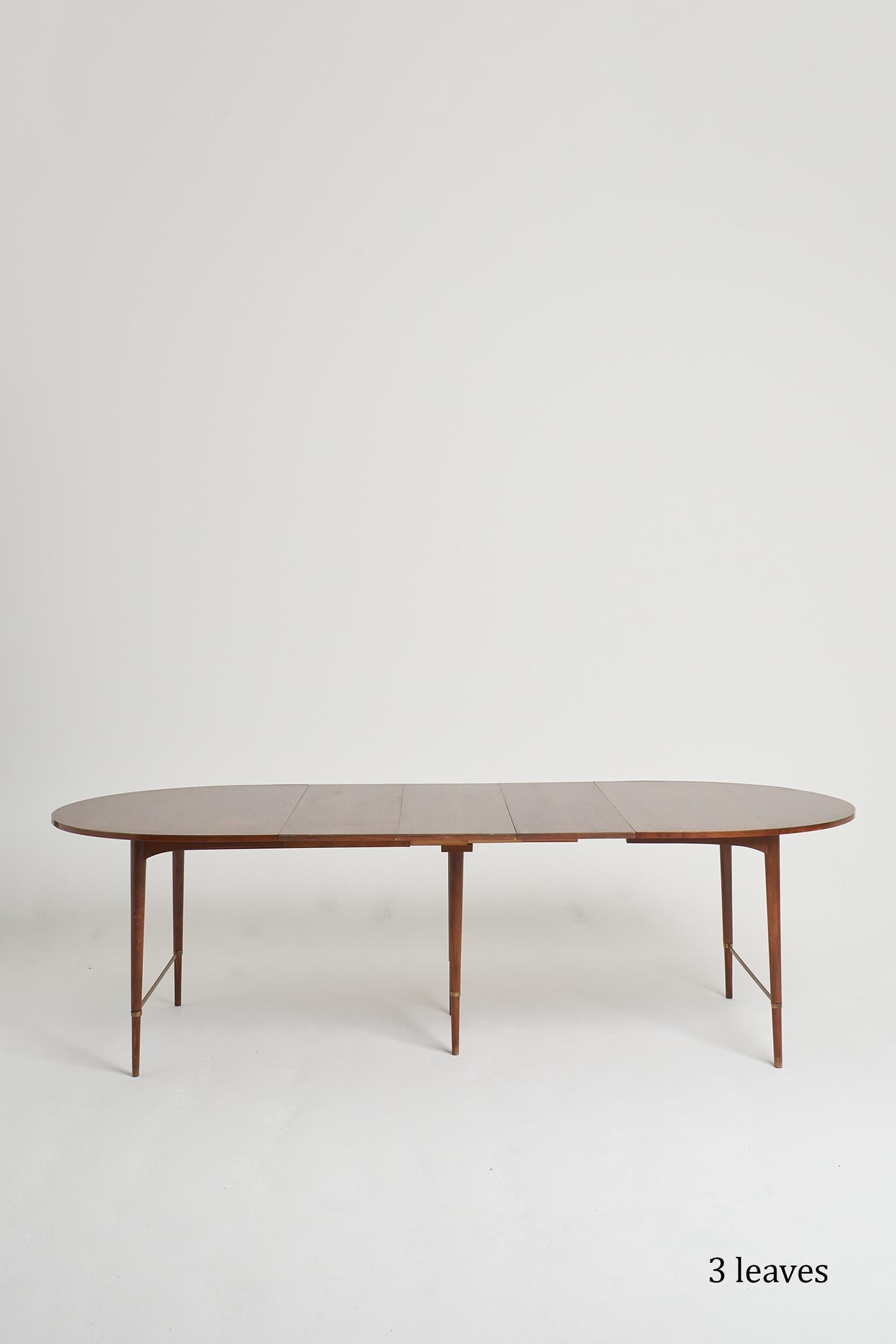20th Century Mid-Century Brass Mounted Mahogany Extending Dining Table by Paul McCobb