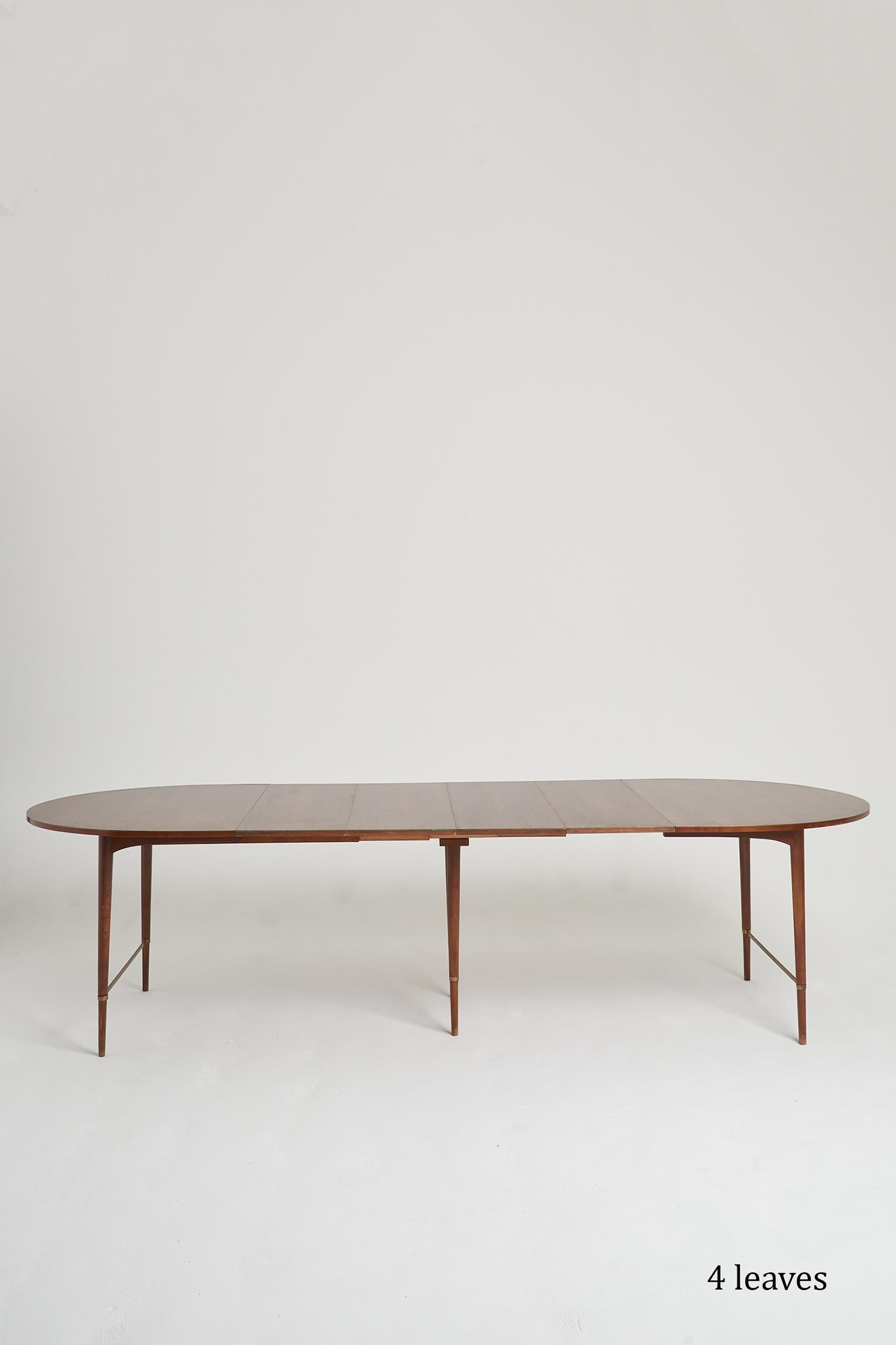 Mid-Century Brass Mounted Mahogany Extending Dining Table by Paul McCobb 1