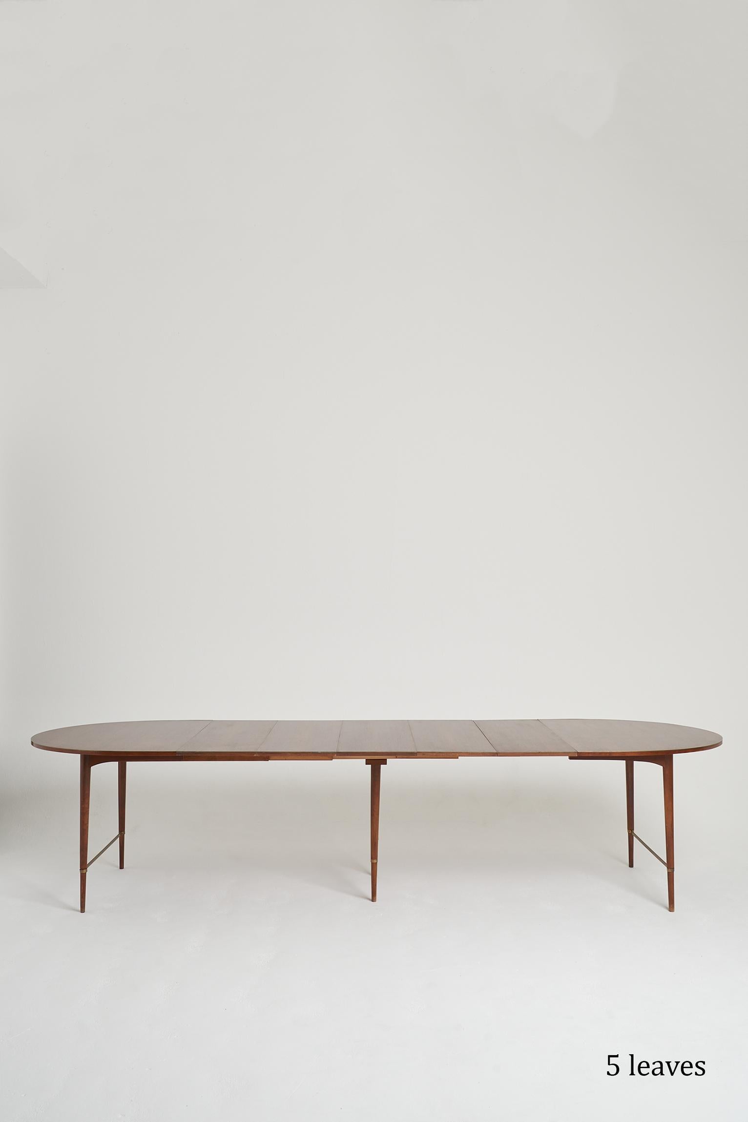 Mid-Century Brass Mounted Mahogany Extending Dining Table by Paul McCobb 2