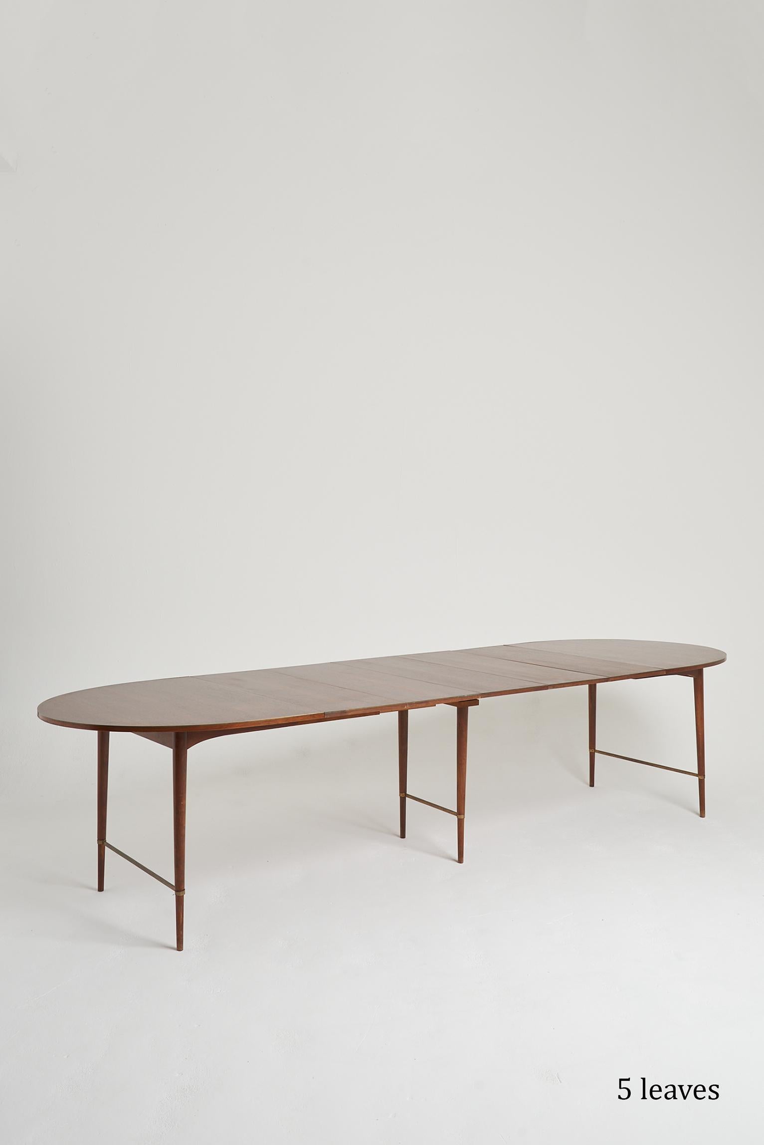 Mid-Century Brass Mounted Mahogany Extending Dining Table by Paul McCobb 3