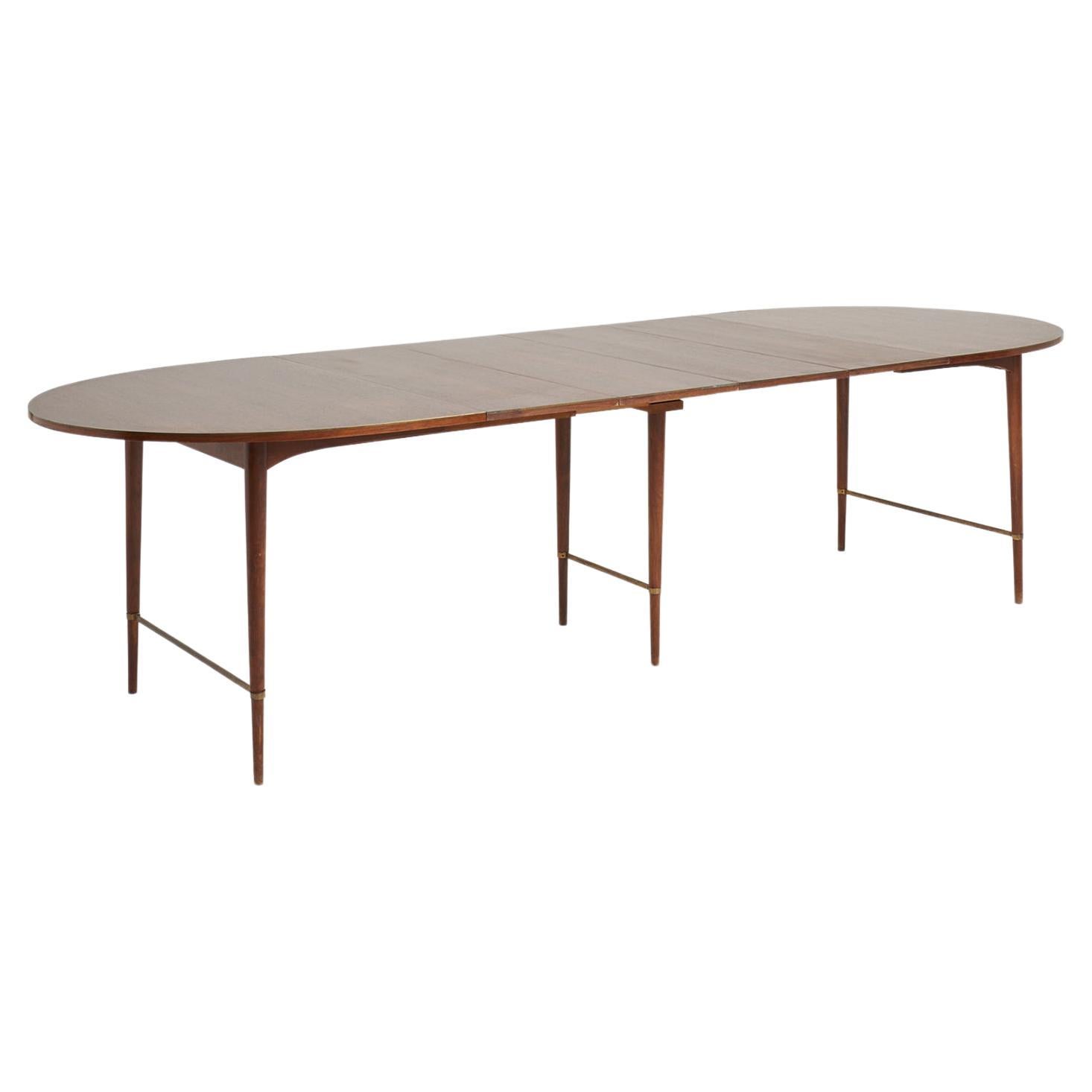 Mid-Century Brass Mounted Mahogany Extending Dining Table by Paul McCobb