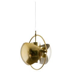 Mid Century Brass "Multi Lite" Pentant by Louis Weisdorf Produced by Lyfa, 1970s