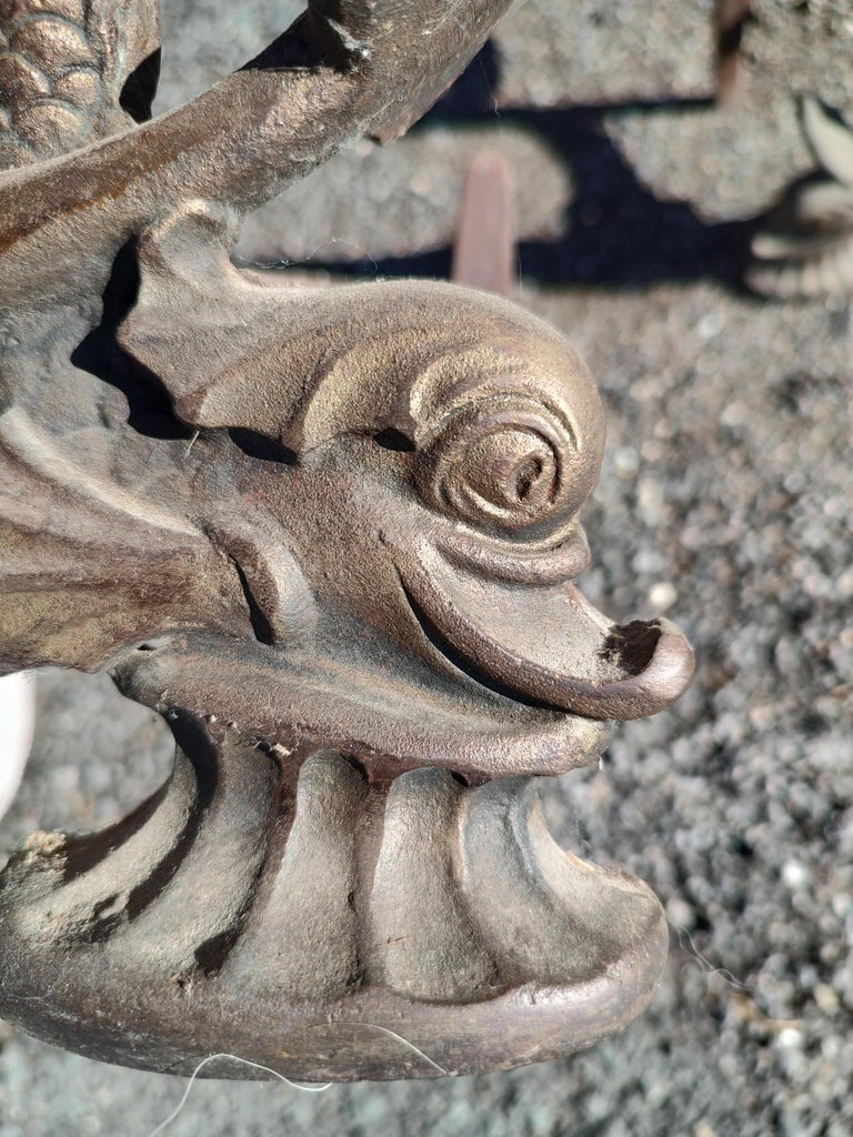 Mid Century Brass Nautical Style Anchor Andirons with Dolphins For Sale ...