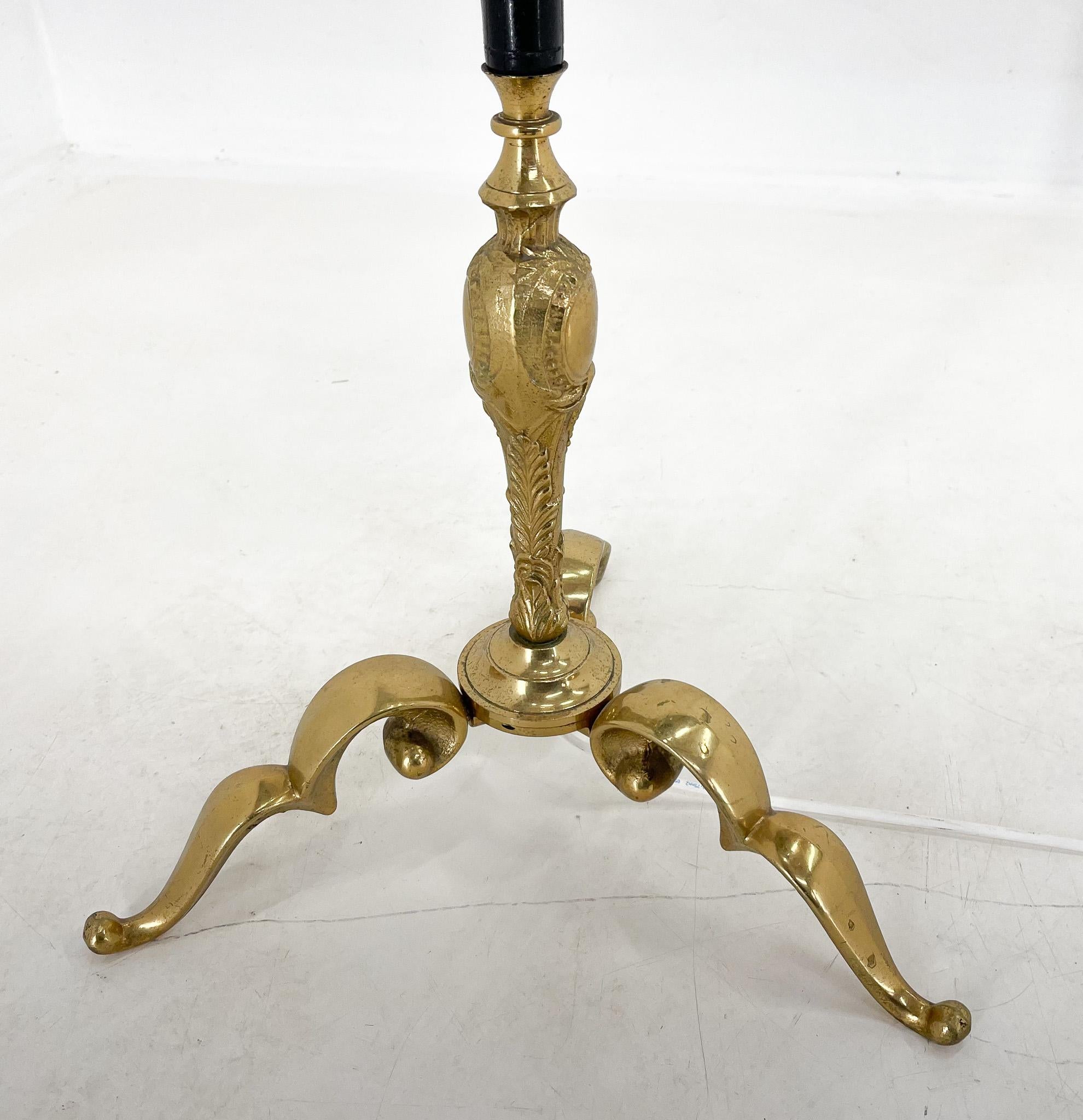 Italian Mid-Century Brass, Onyx & Ebonized Wood Floor Lamp, Italy For Sale