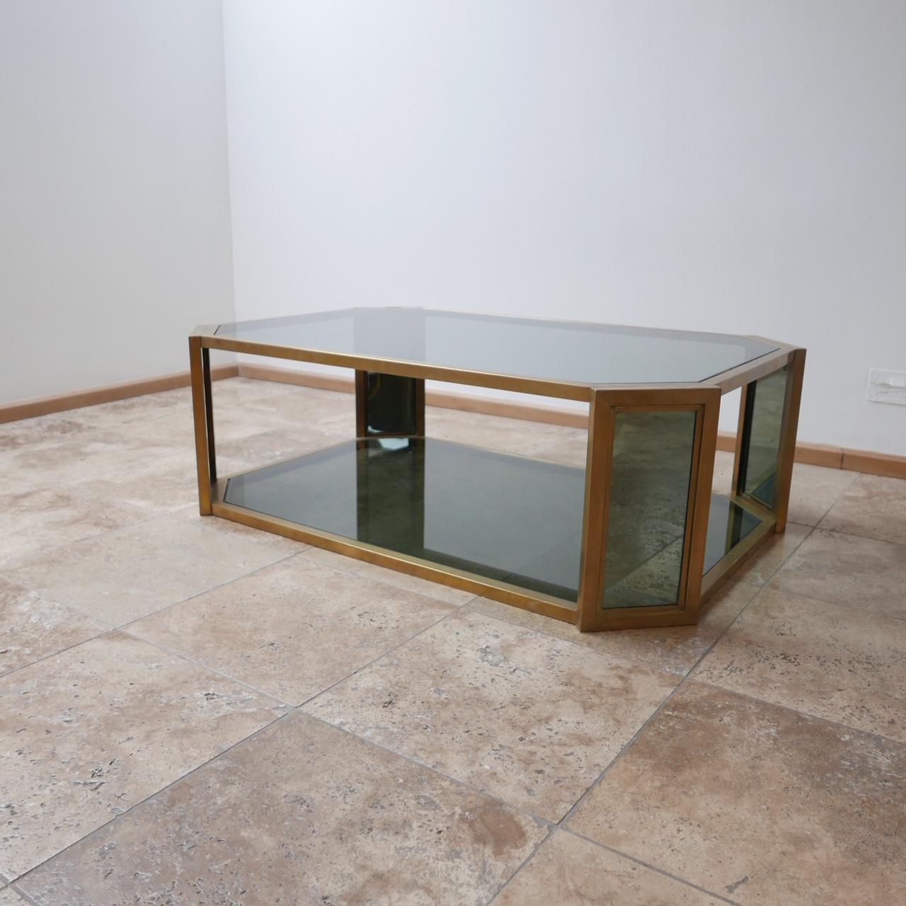 Midcentury Brass Oval Octagonal Coffee Table 4