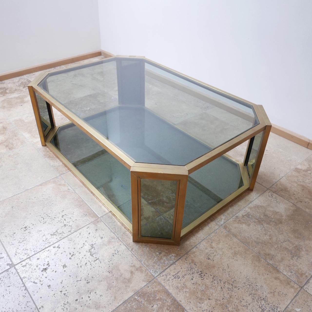Midcentury Brass Oval Octagonal Coffee Table 3