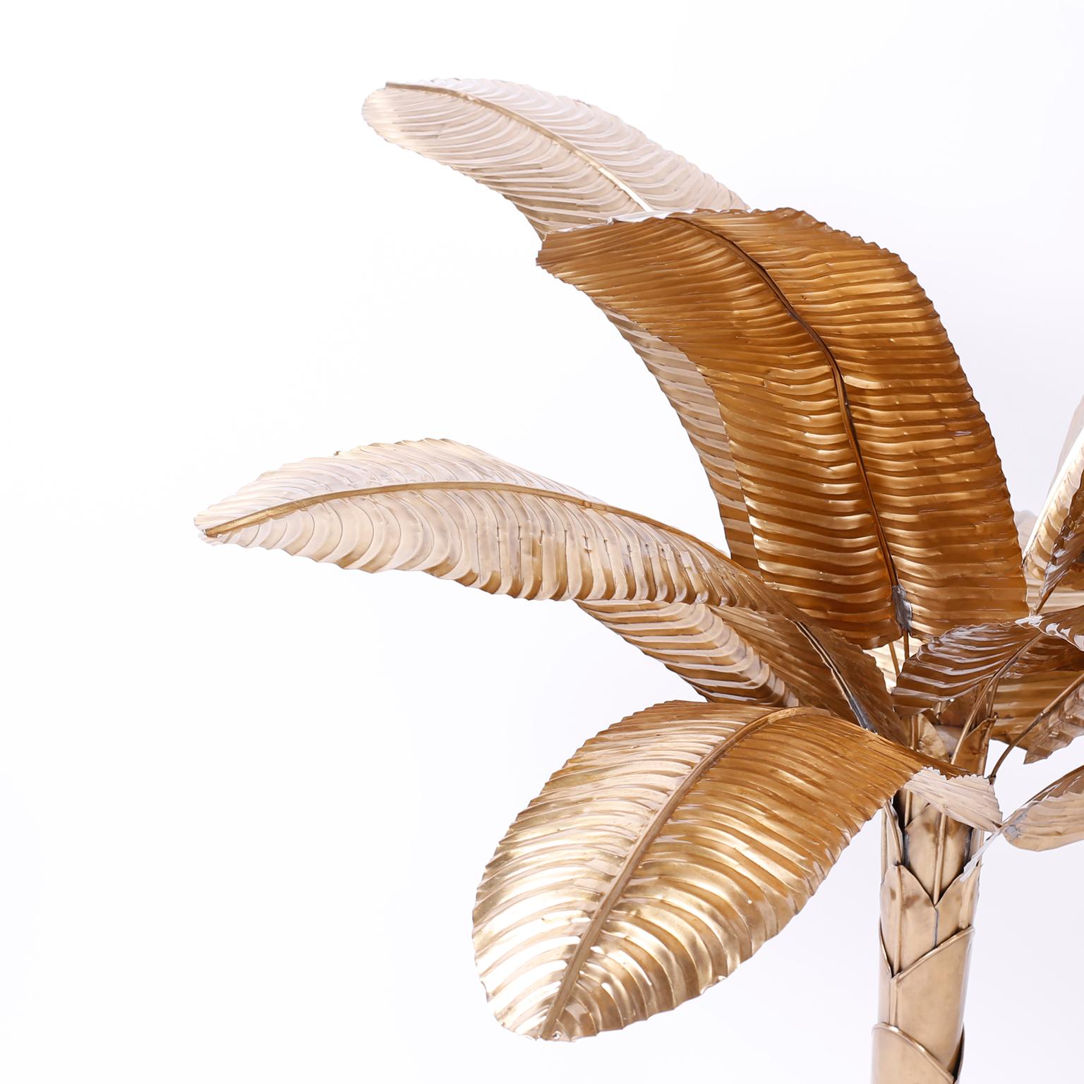 British Colonial Midcentury Brass Palm or Banana Tree For Sale