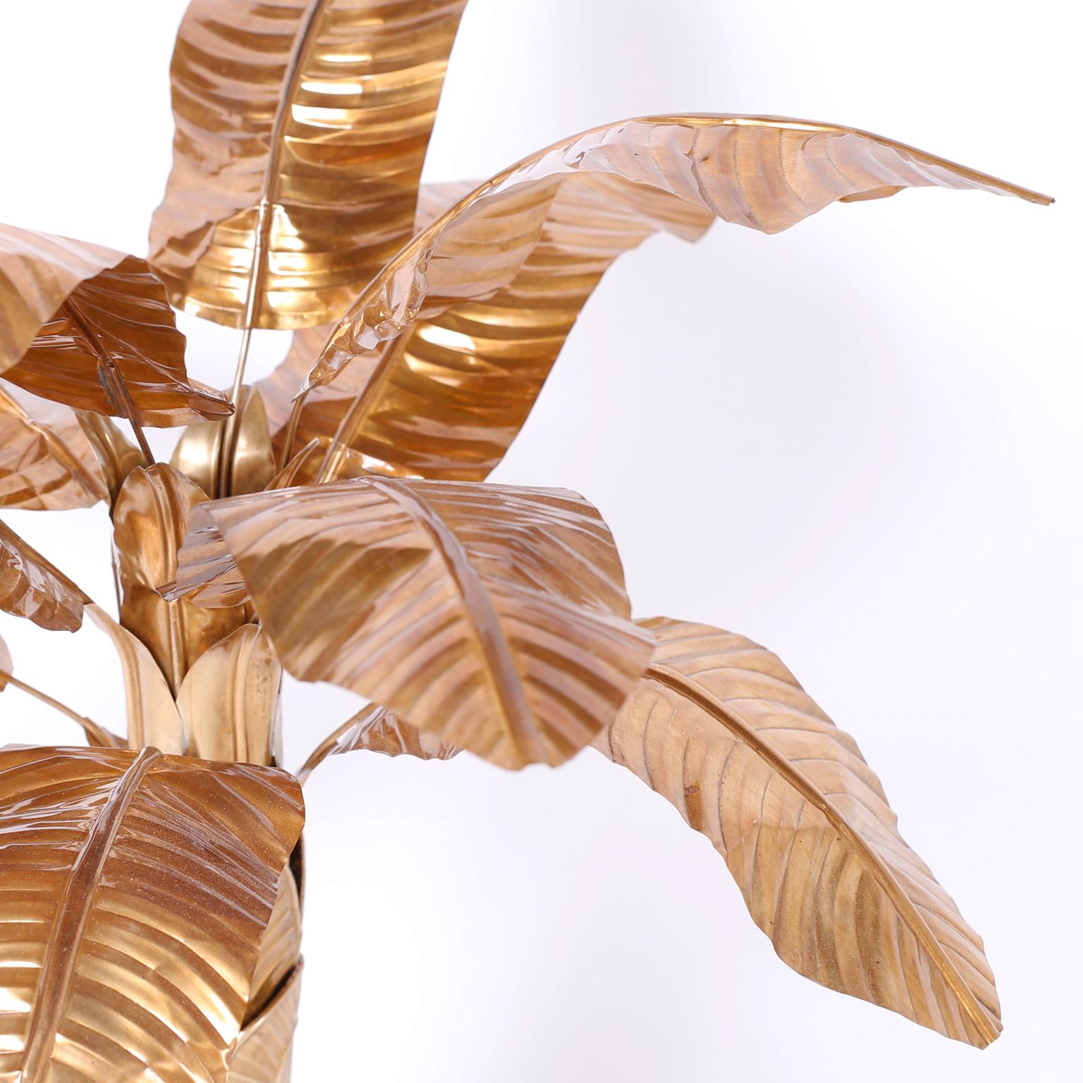 Mid-Century Modern Midcentury Brass Palm Tree Sculpture For Sale