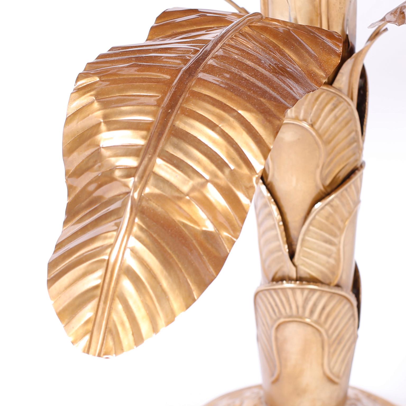 Italian Midcentury Brass Palm Tree Sculpture For Sale