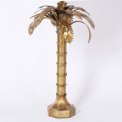 Mid Century Brass Palm Tree Table Lamp