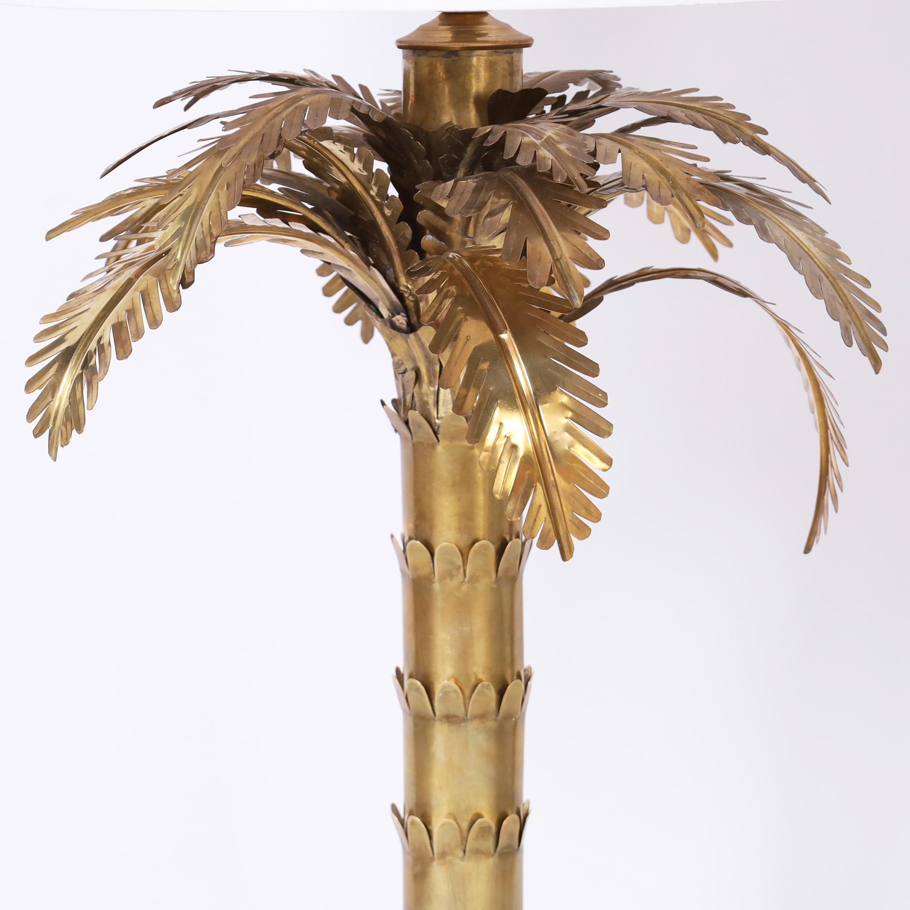 Mid Century Messing Palm Tree Tischlampe (Moderne der Mitte des Jahrhunderts) im Angebot