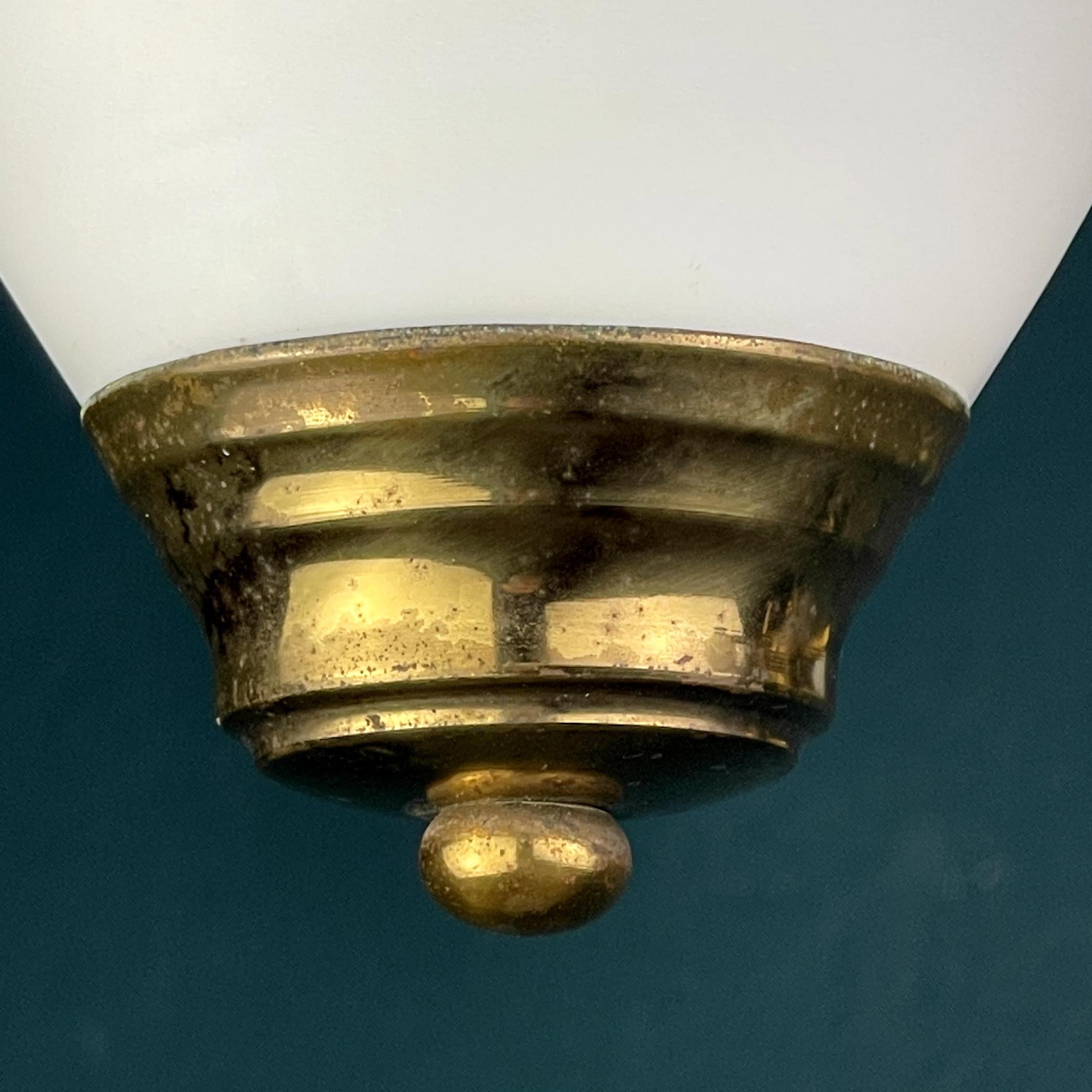 Mid-Century Brass Pendant Lamp, Italy, 1950s, Art Deco For Sale 8