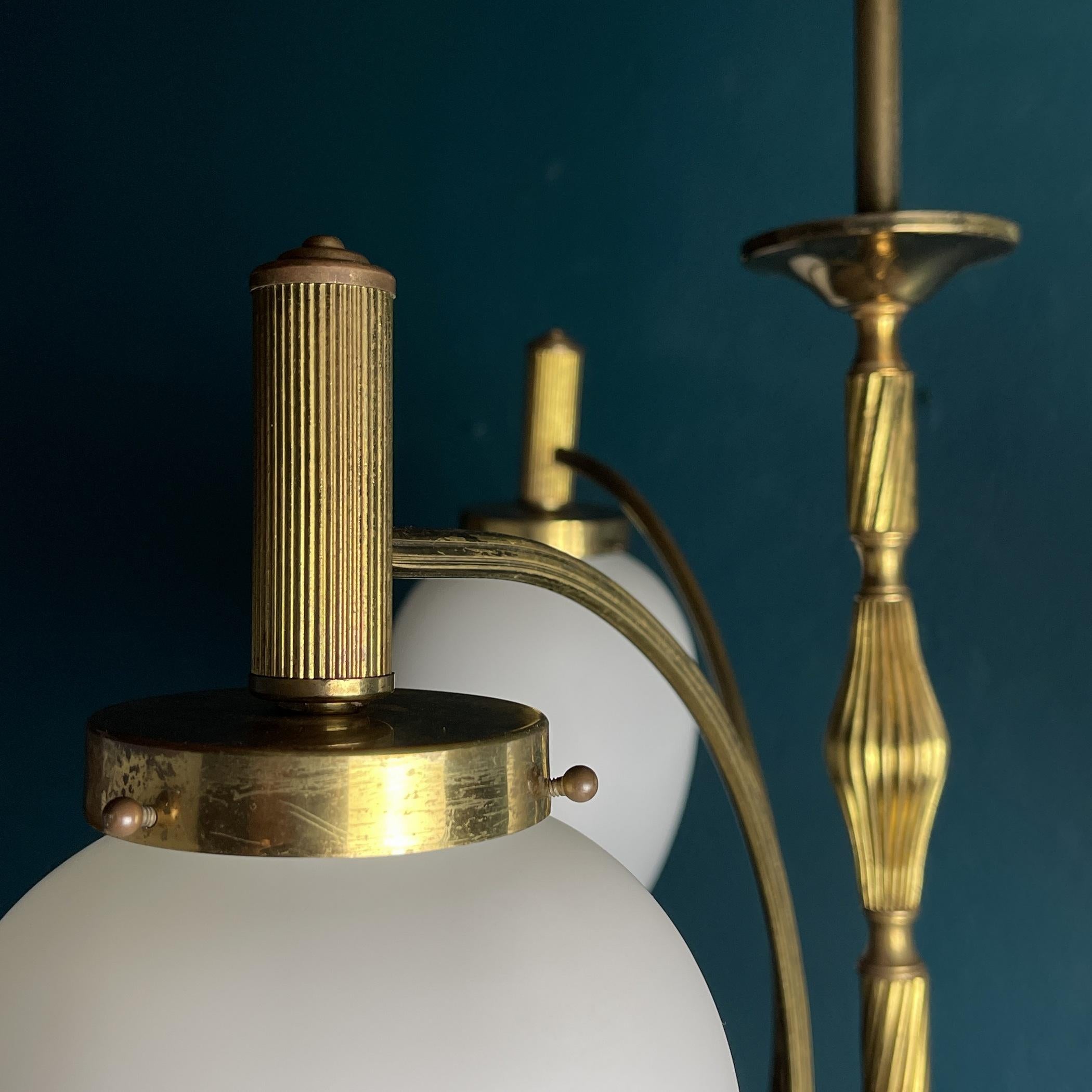 Mid-Century Brass Pendant Lamp, Italy, 1950s, Art Deco For Sale 9