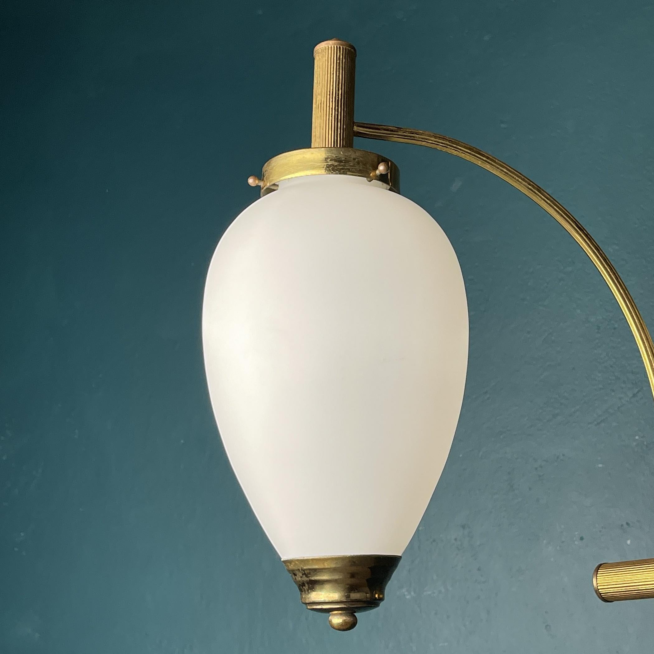 Mid-Century Brass Pendant Lamp, Italy, 1950s, Art Deco For Sale 1