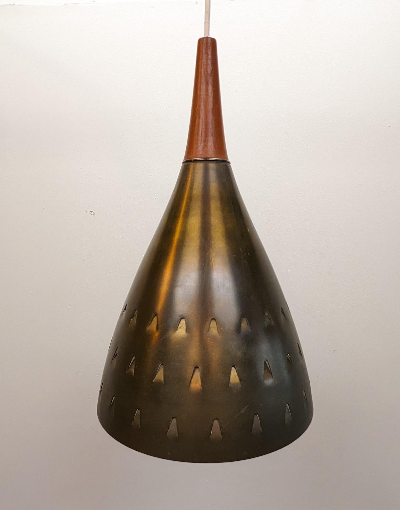Mid Century Brass Pendant Light For Sale 2