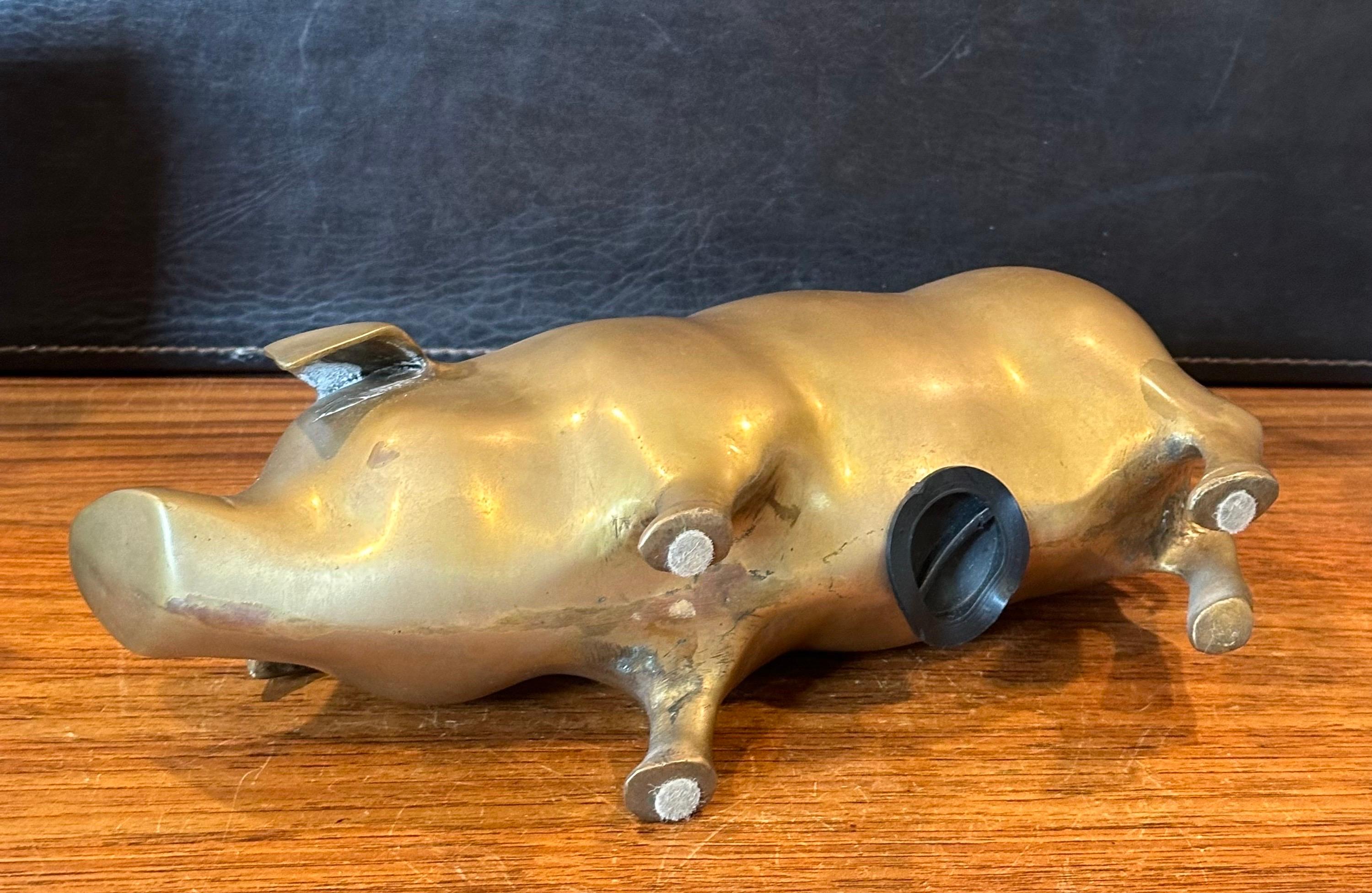 Mid-Century Brass Piggy Bank 4