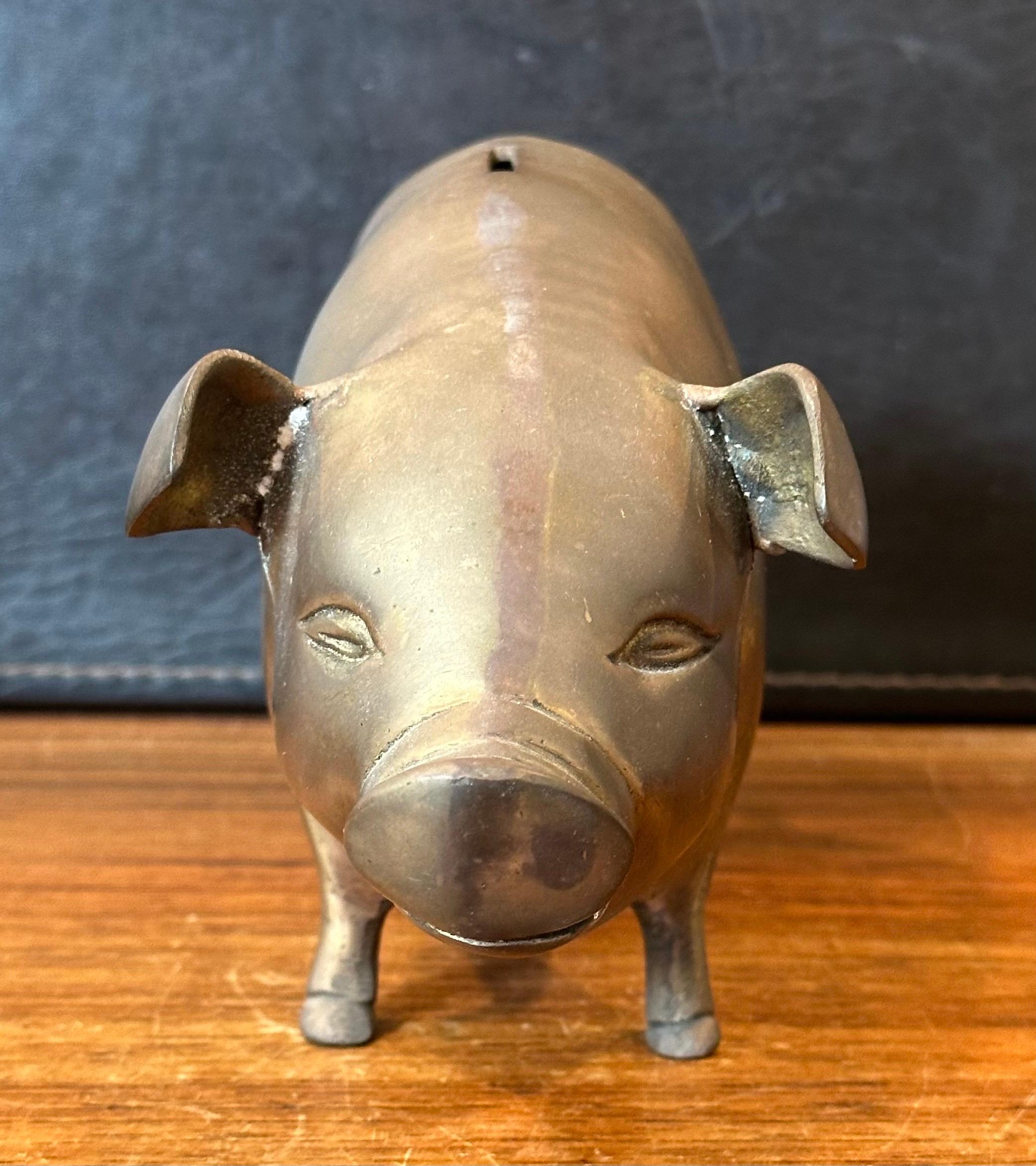 Mid-Century Brass Piggy Bank 4