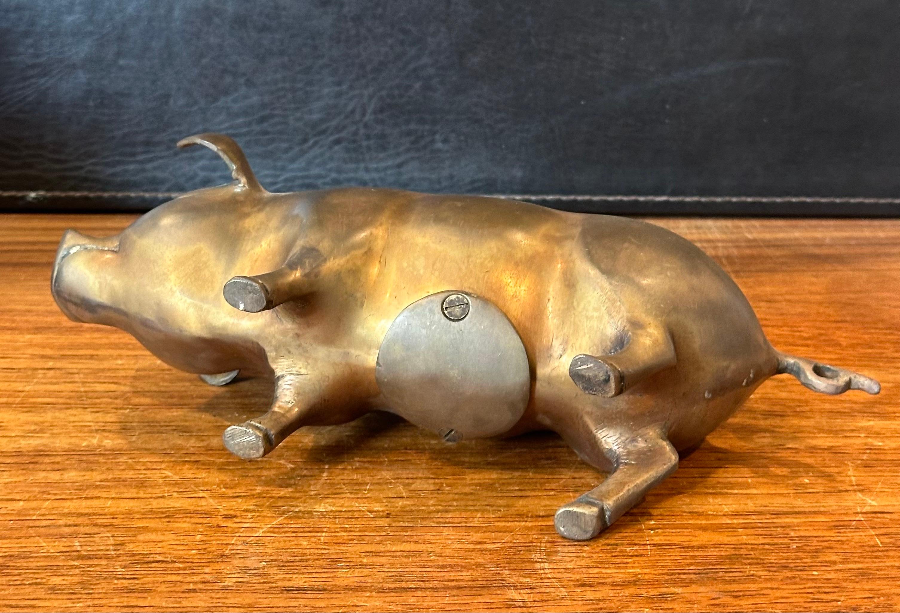Mid-Century Brass Piggy Bank 5