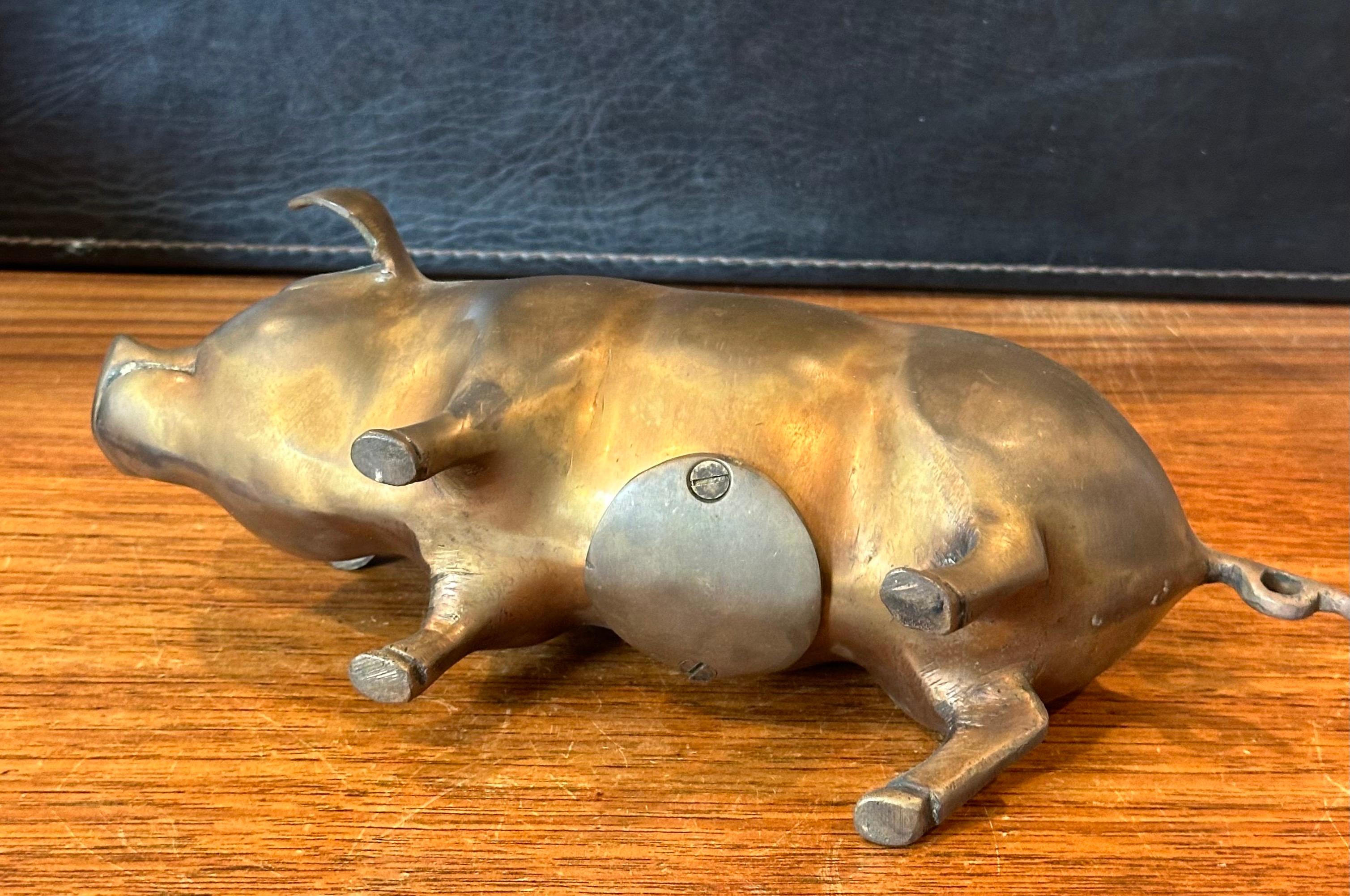 Mid-Century Brass Piggy Bank 6