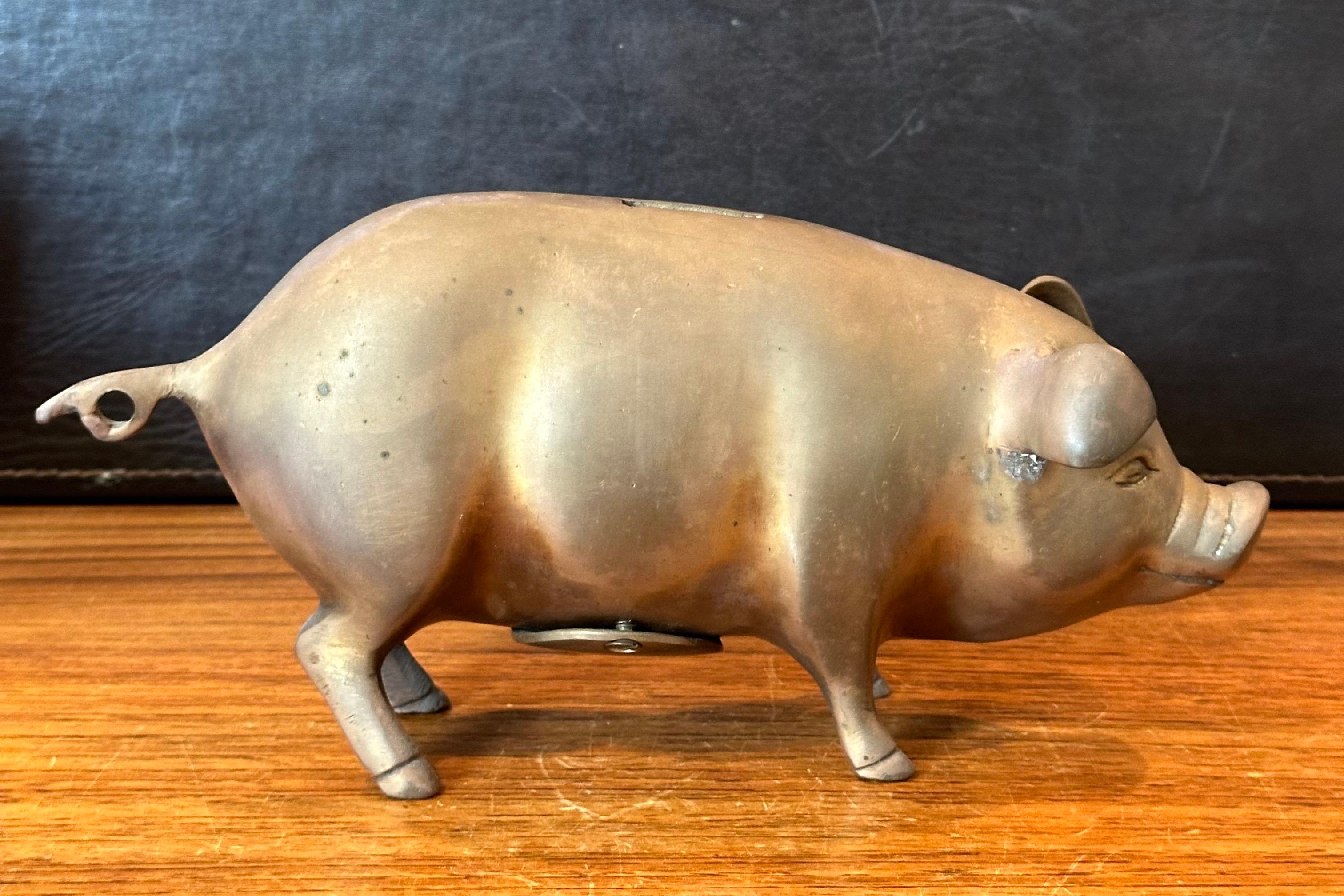 Mid-Century Modern Mid-Century Brass Piggy Bank