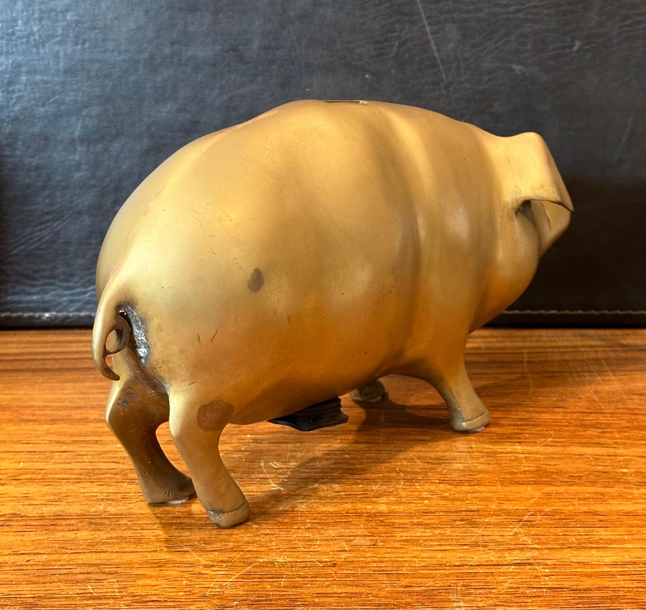 American Mid-Century Brass Piggy Bank