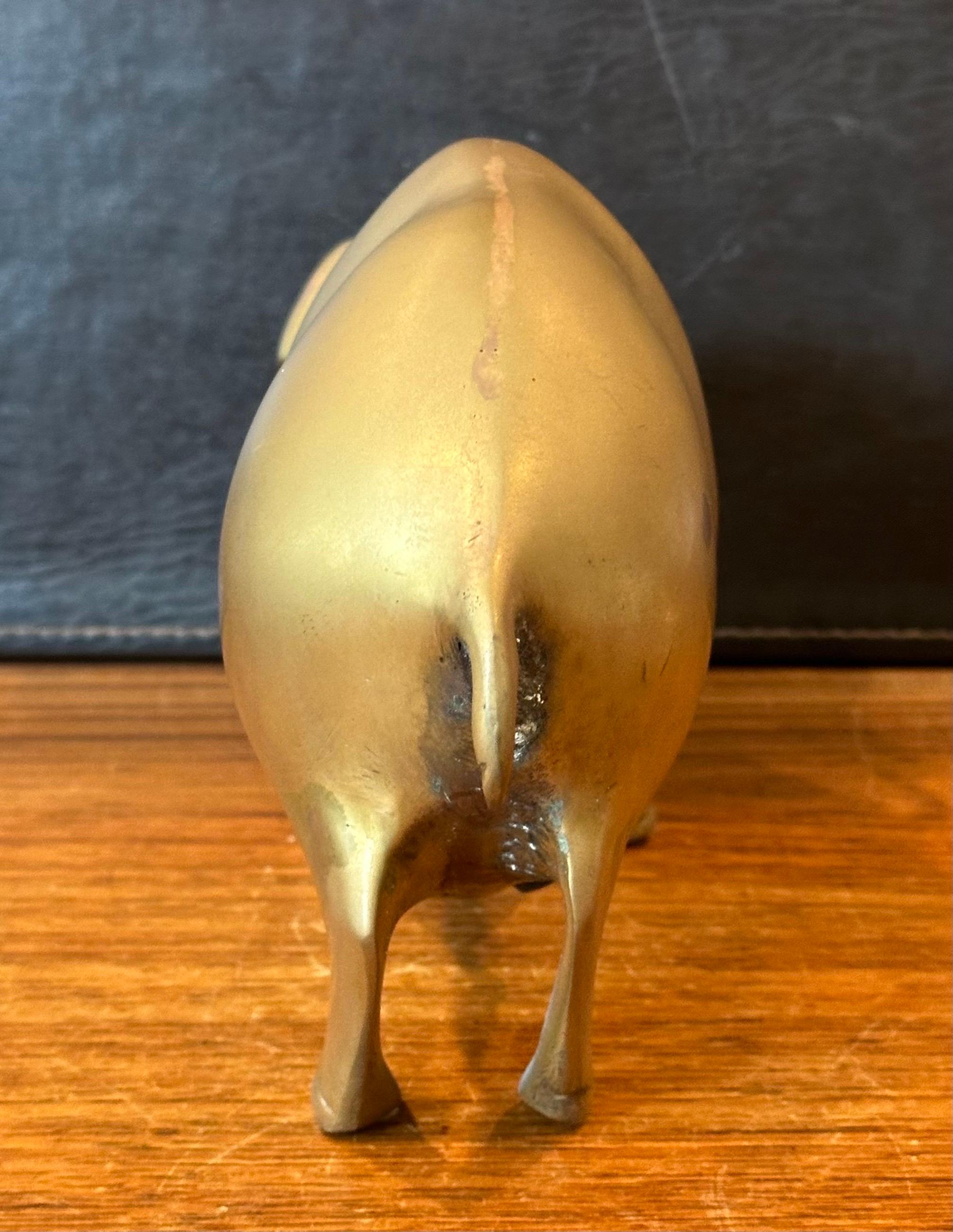 Mid-Century Brass Piggy Bank In Good Condition In San Diego, CA