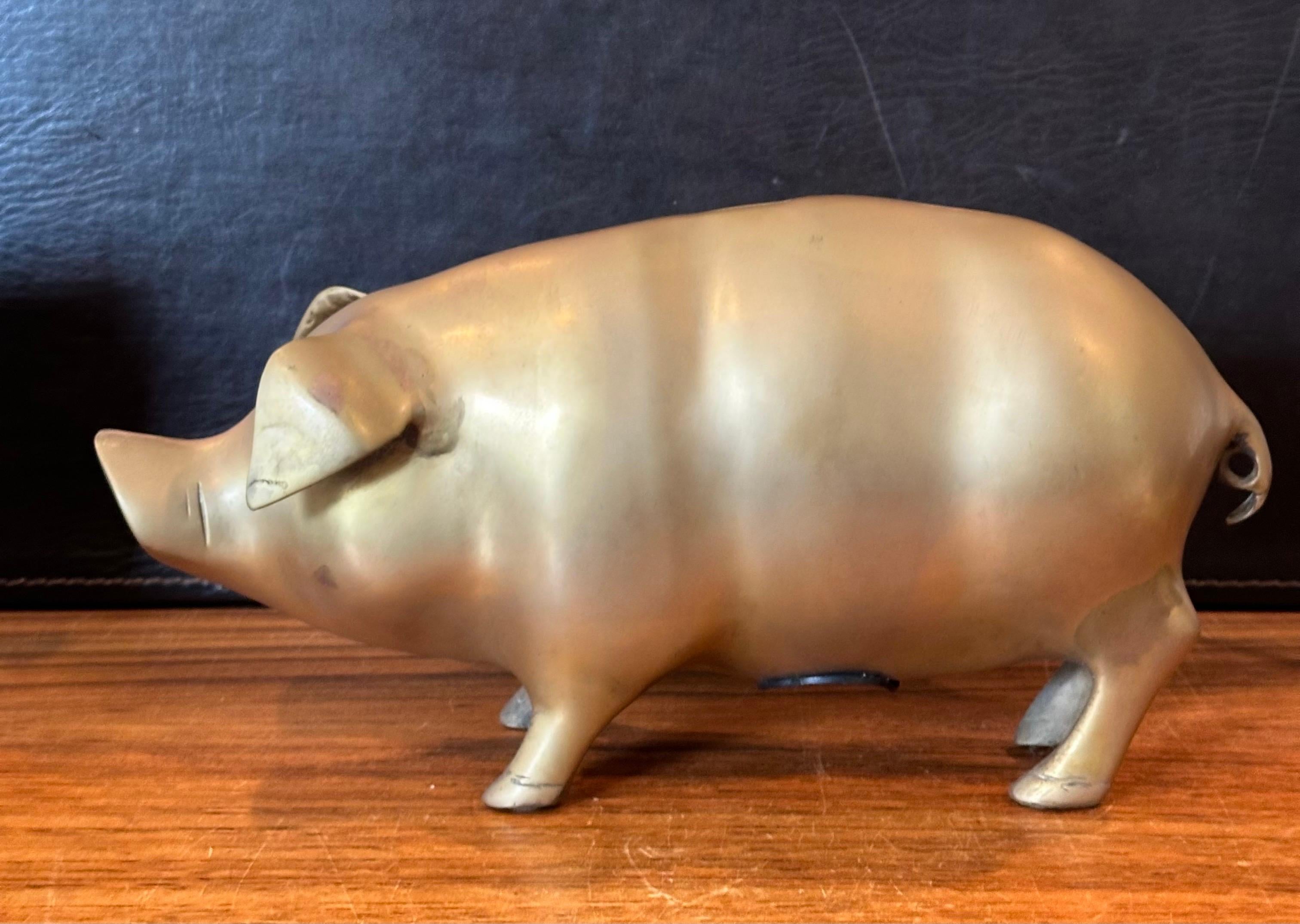 Mid-Century Brass Piggy Bank 1