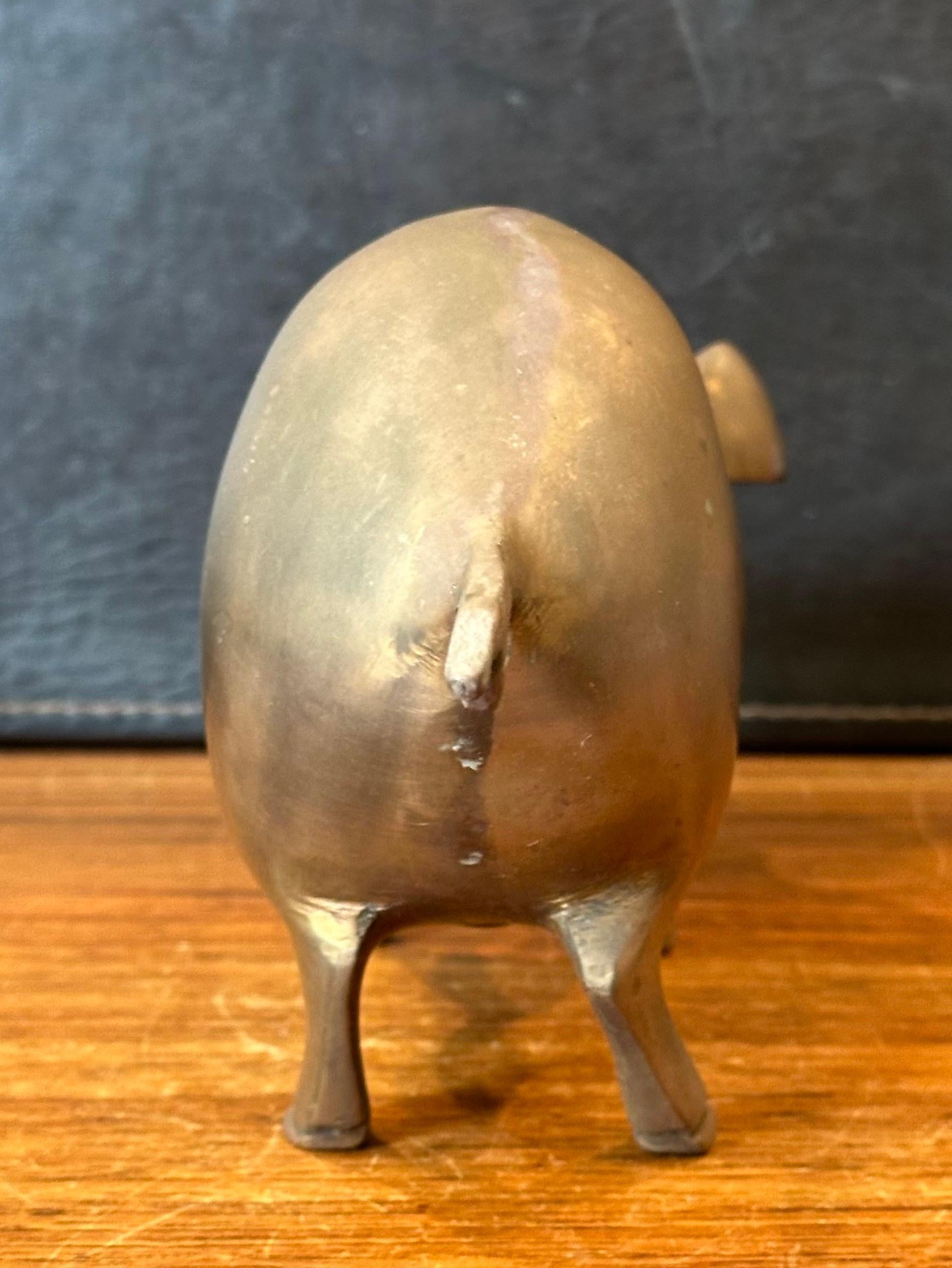 Mid-Century Brass Piggy Bank 1