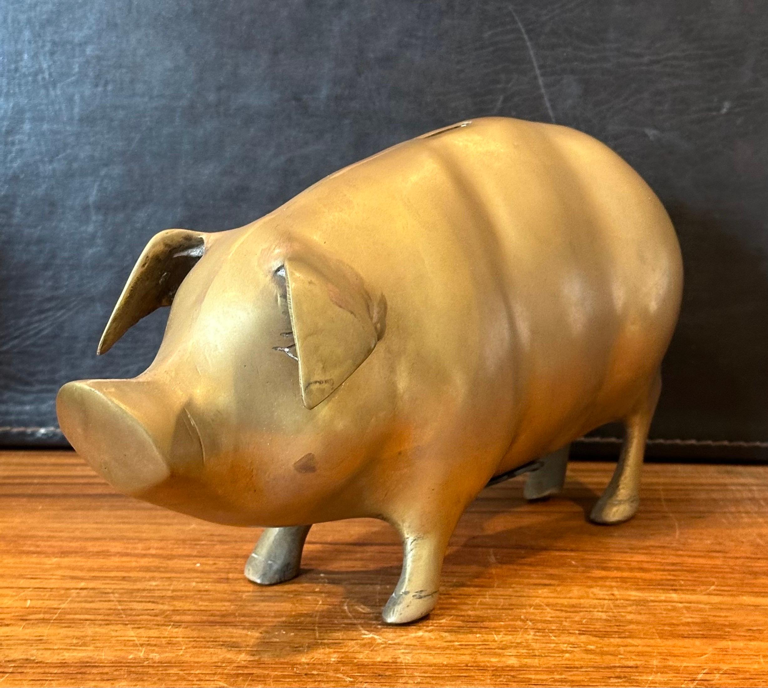 Mid-Century Brass Piggy Bank 2