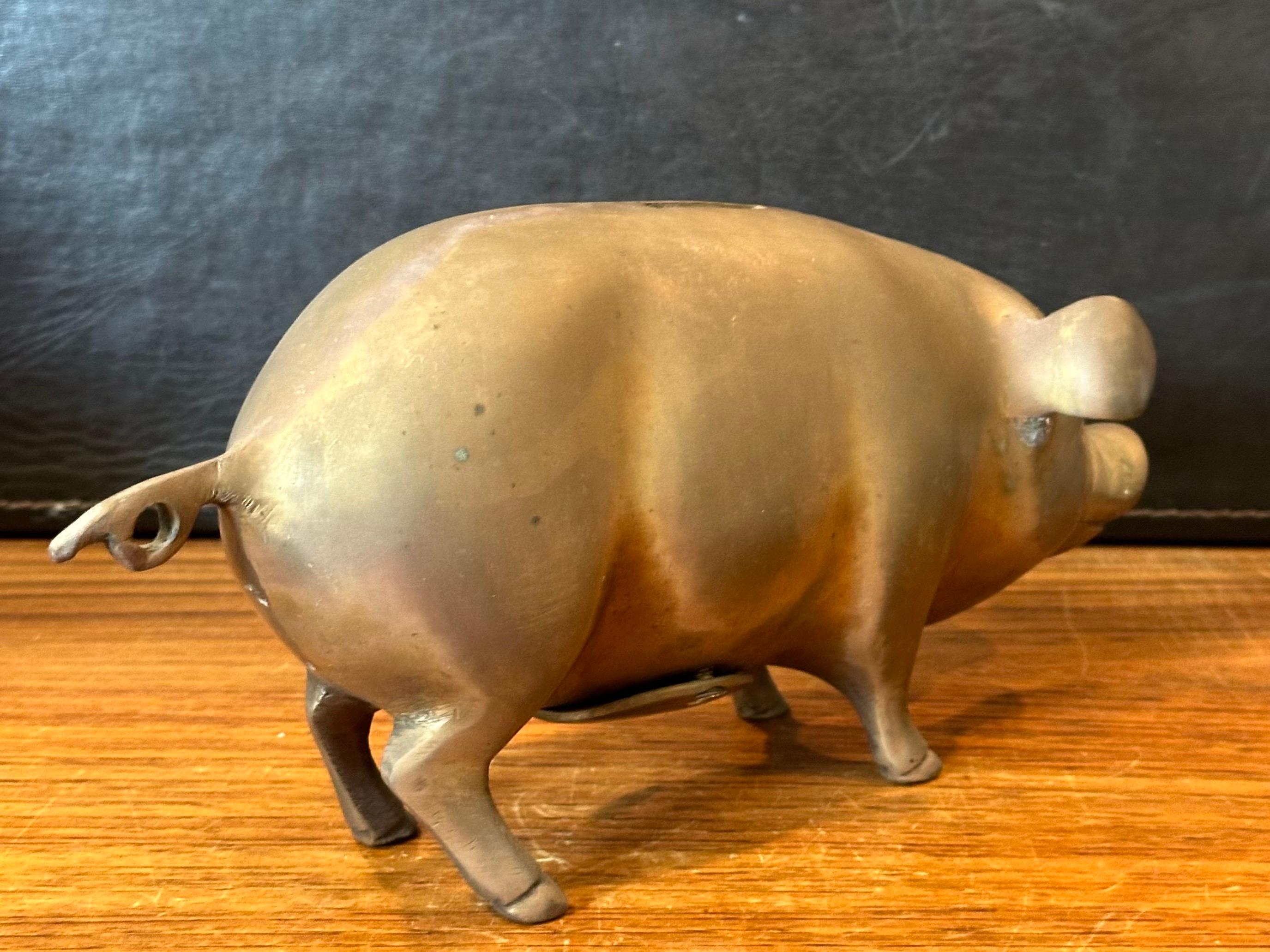Mid-Century Brass Piggy Bank 2