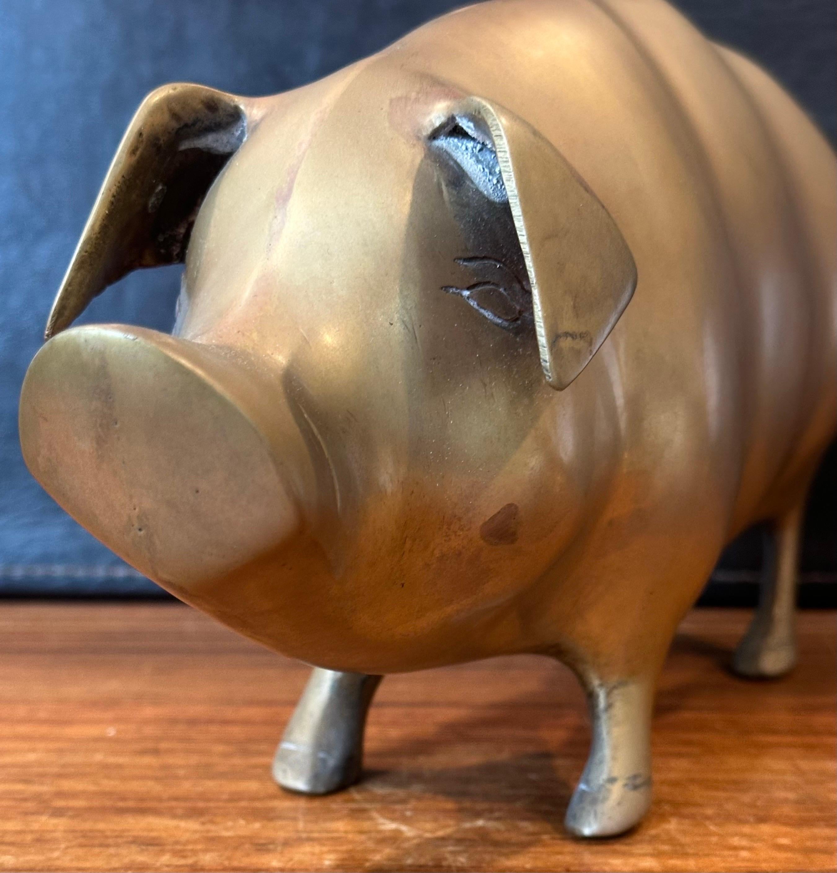 Mid-Century Brass Piggy Bank 3
