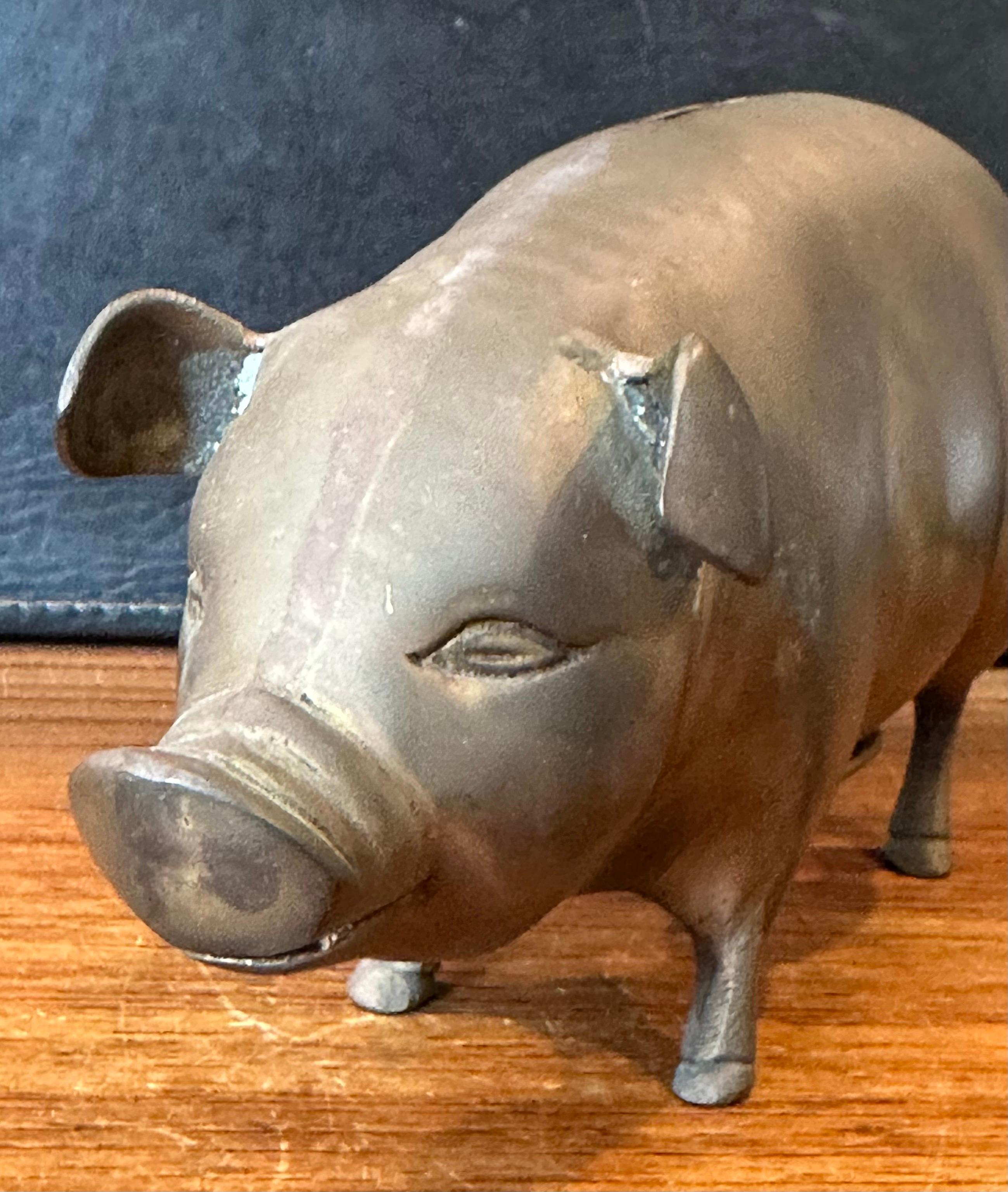 Mid-Century Brass Piggy Bank 3