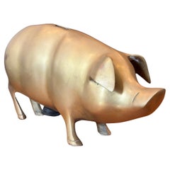 Mid-Century Brass Piggy Bank