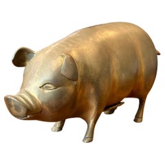 Mid-Century Brass Piggy Bank