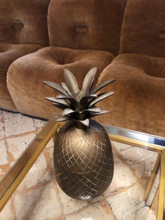 Mid Century Brass Pineapple Ice Bucket Hollywood Regency