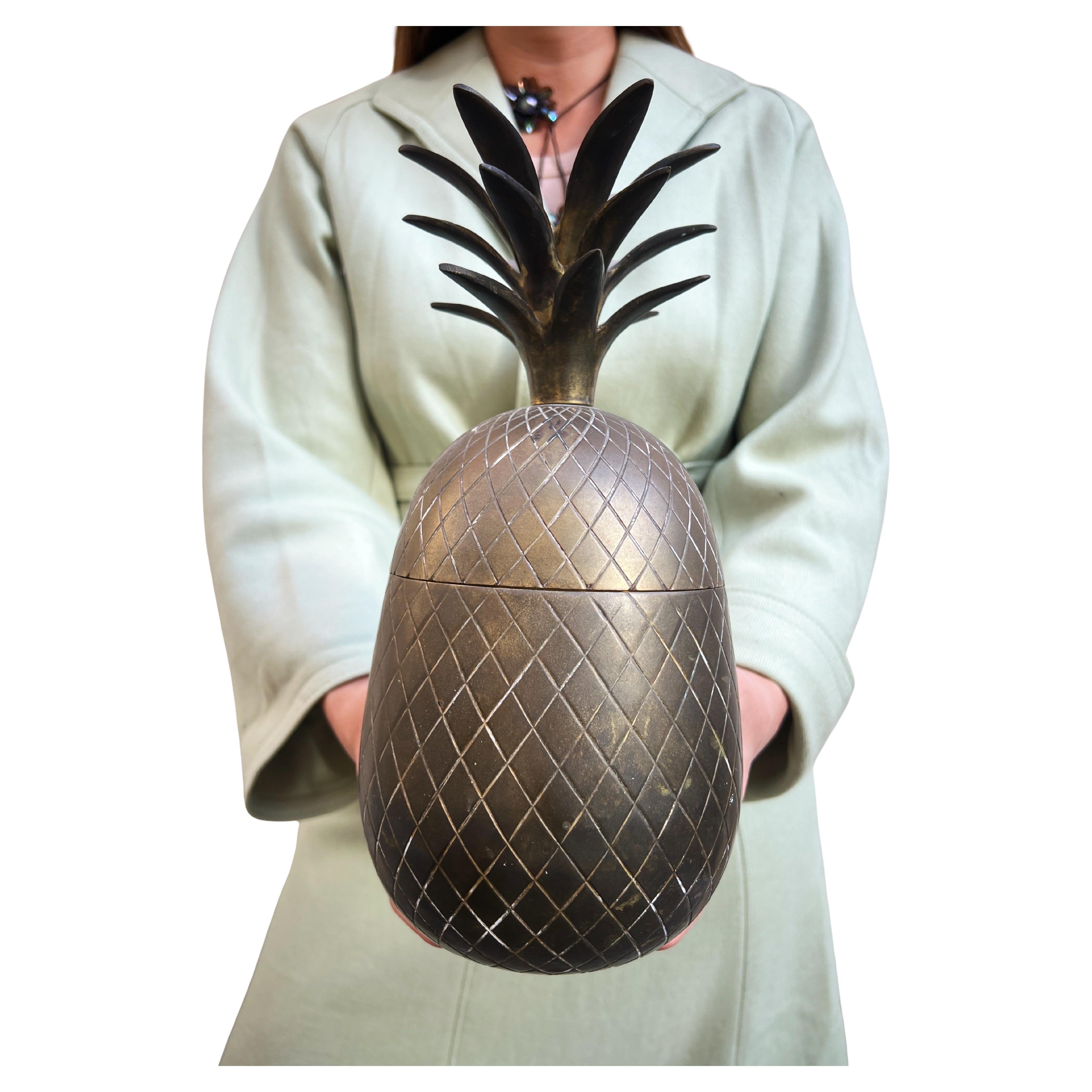 Mid Century Messing Ananas Eiskübel Hollywood Regency im Angebot