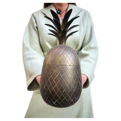 Mid Century Brass Pineapple Ice Bucket Hollywood Regency