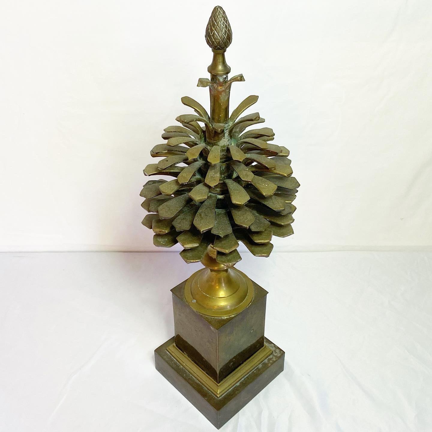 Mid Century Brass Pinecone Sculpture by Mottahedeh Design speaks wonders. 
Incredible sculpture of an acorn on a marble base.