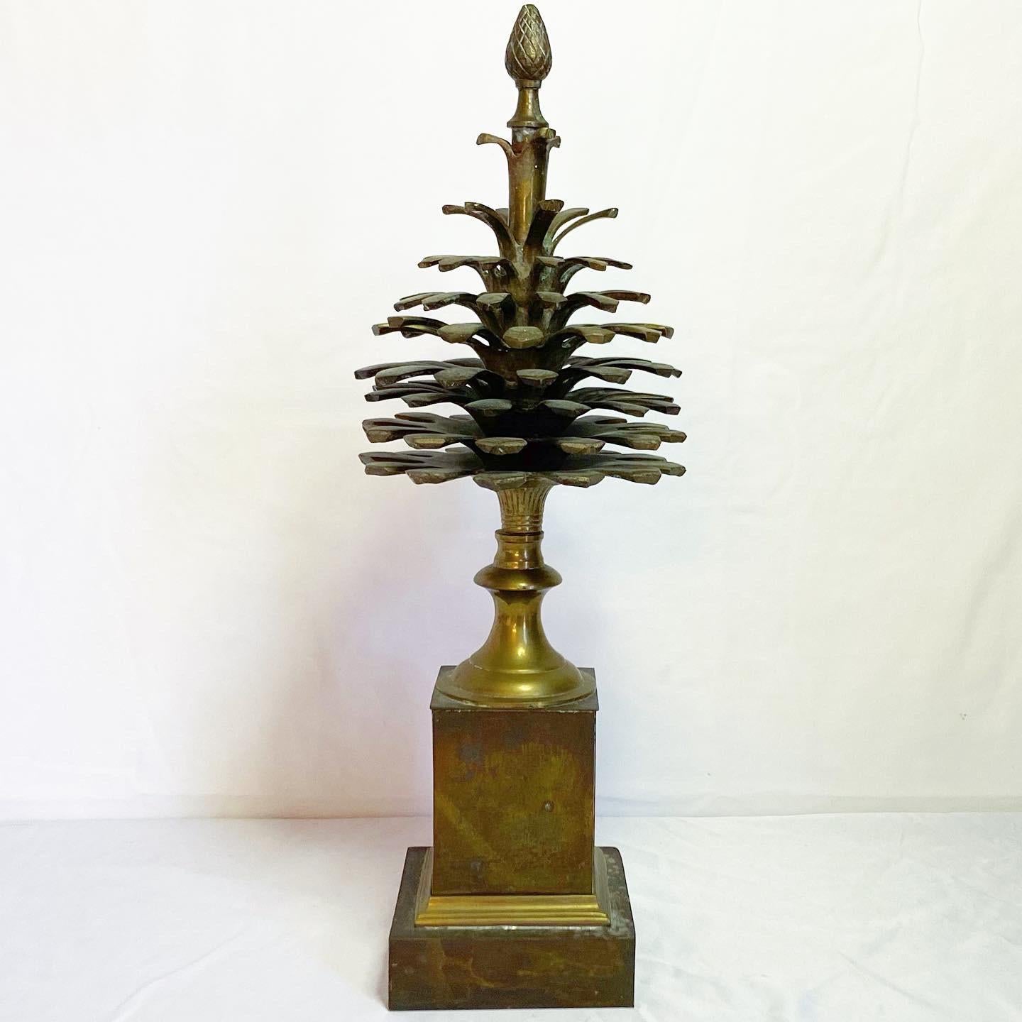 Indian Mid Century Brass Pinecone Sculpture by Mottahedeh Design For Sale
