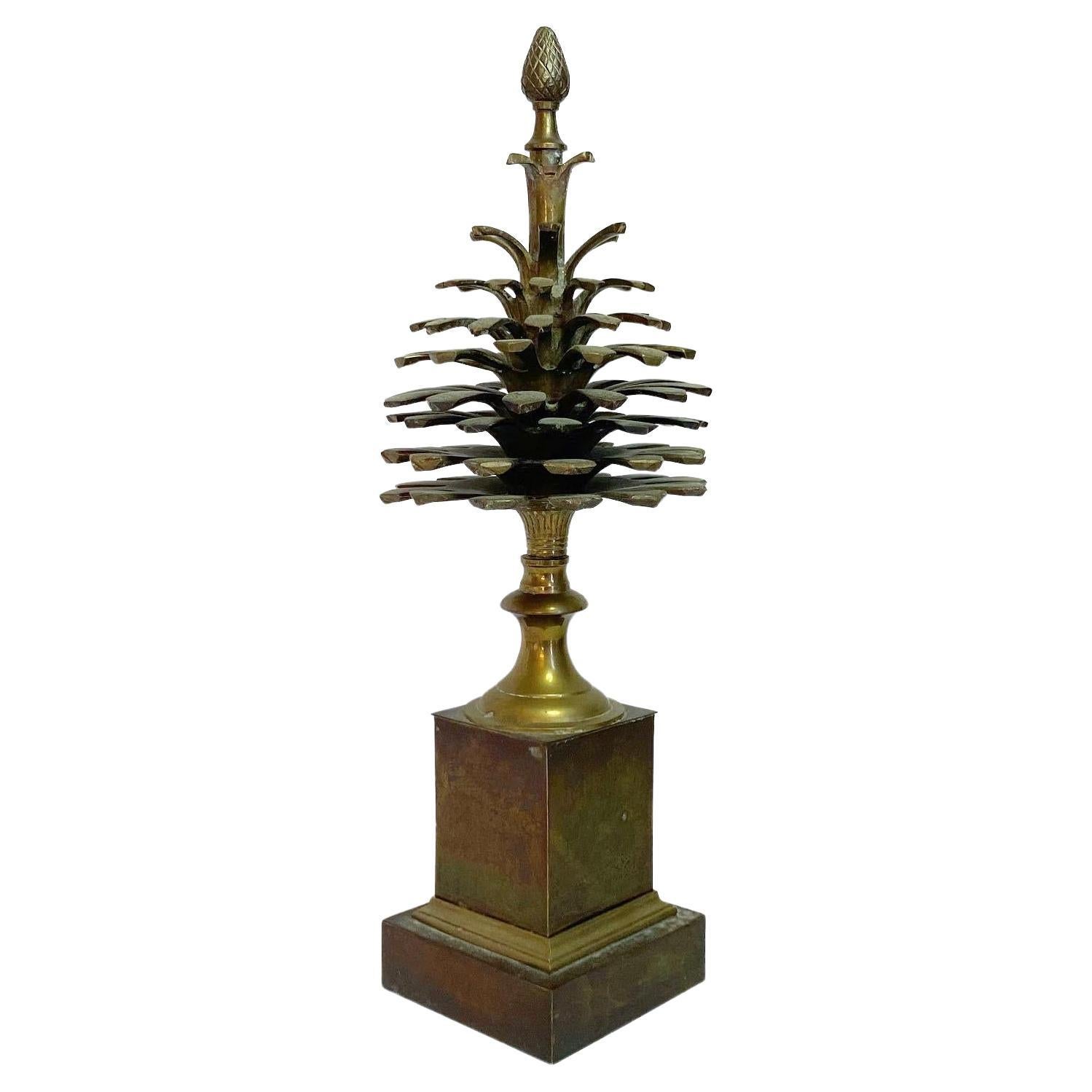 Mid Century Brass Pinecone Sculpture by Mottahedeh Design For Sale