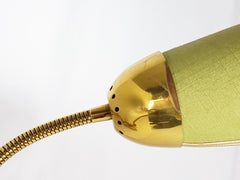 Midcentury Brass, Pink & Green Fabric Wall Lamp with Adjustable Shades and Inte