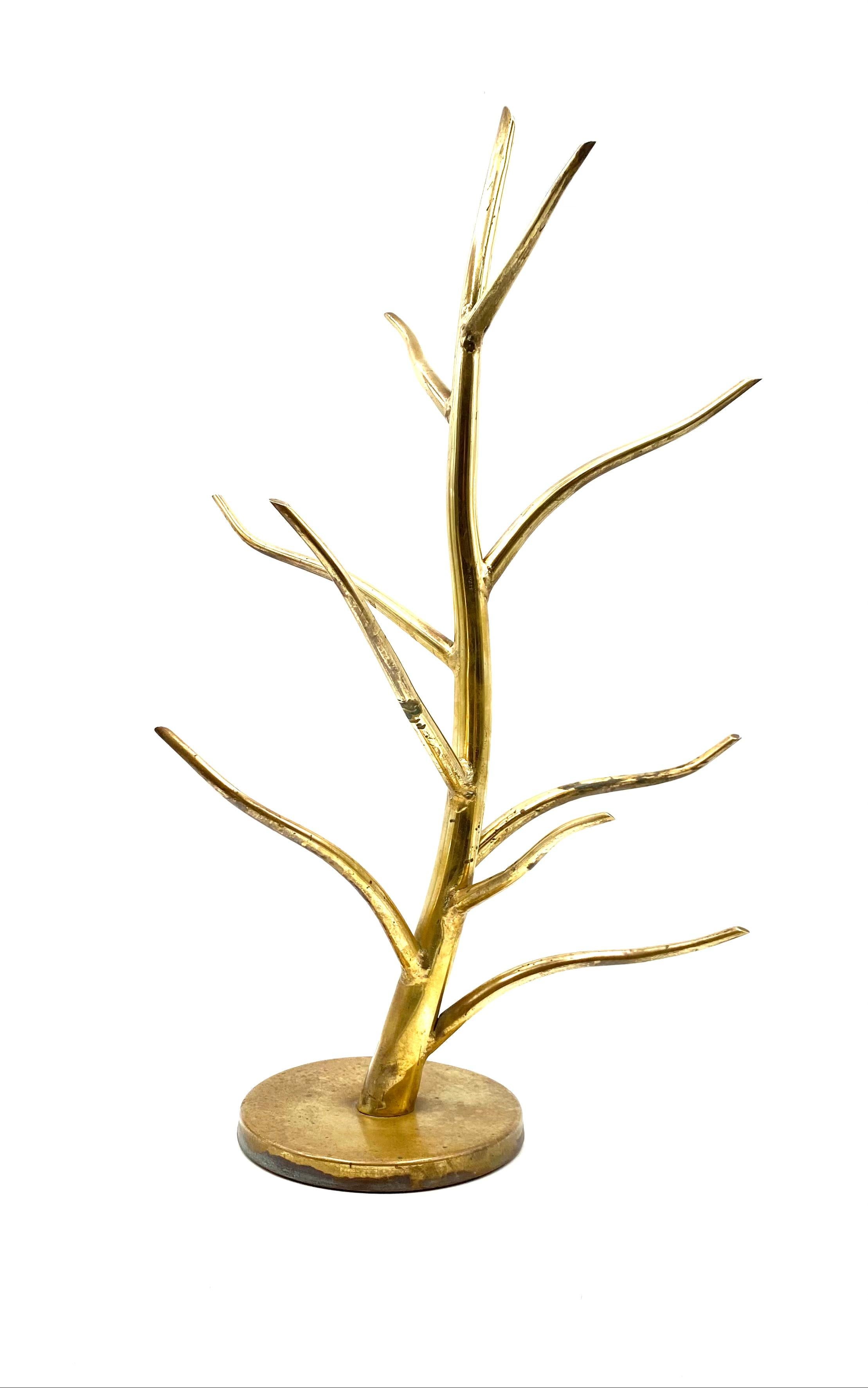 Hollywood Regency Mid-century Brass plant-shaped jewelry stand, Italy 1970s en vente