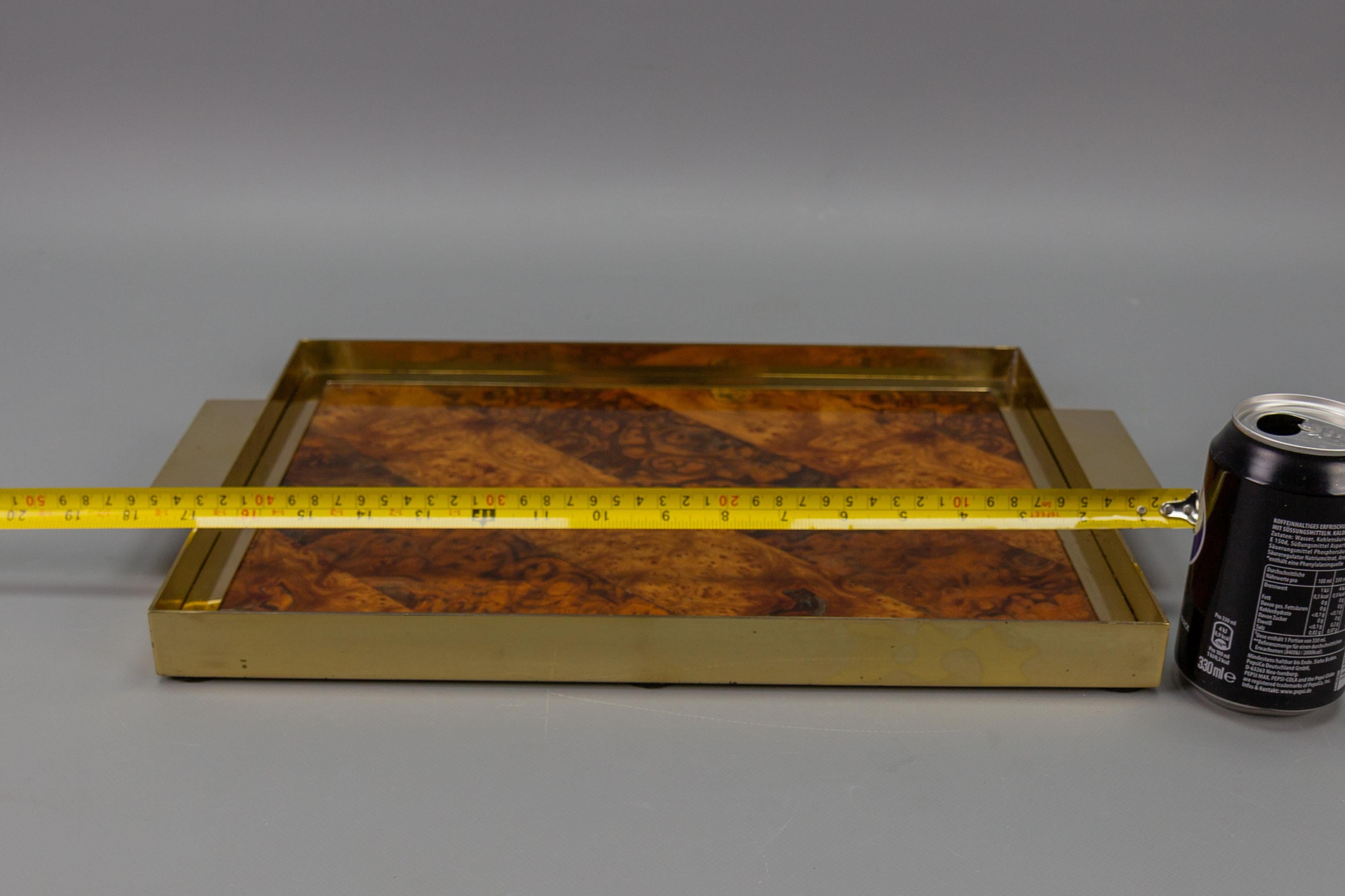 Mid-Century Brown and Golden Color Serving Tray with Burr Wood Effect, 1960s For Sale 9